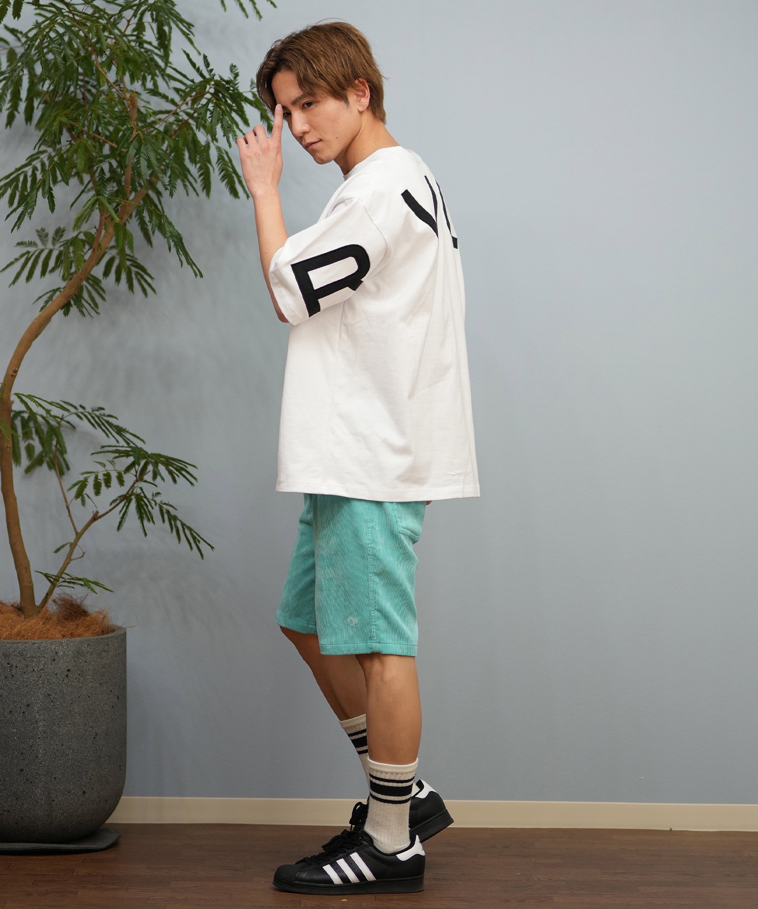 RVCA ルーカ 半袖 Tシャツ メンズ バックプリント ブランドロゴ オーバーサイズ BF041-P22(WHT-S)