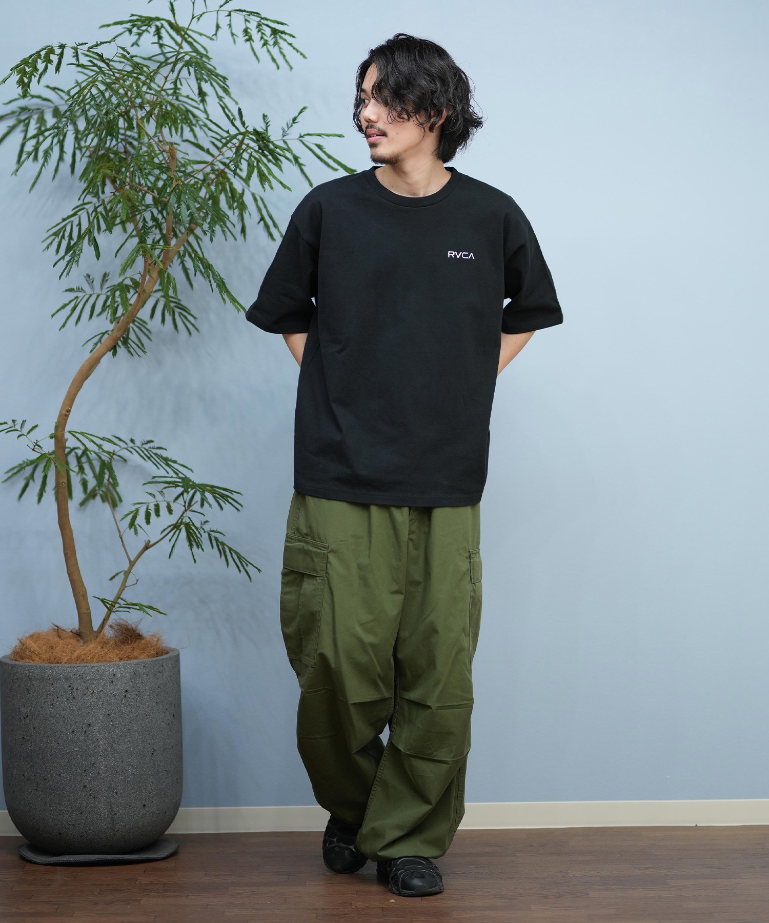 RVCA ルーカ 半袖 Tシャツ メンズ バックプリント ブランドロゴ オーバーサイズ BF041-P22(WHT-S)