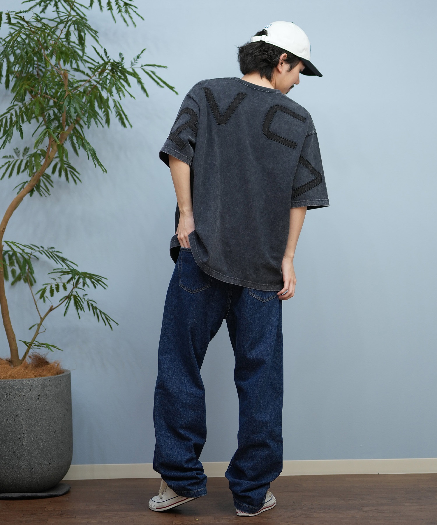 RVCA ルーカ 半袖 Tシャツ メンズ バックプリント ブランドロゴ オーバーサイズ BF041-P22(WHT-S)