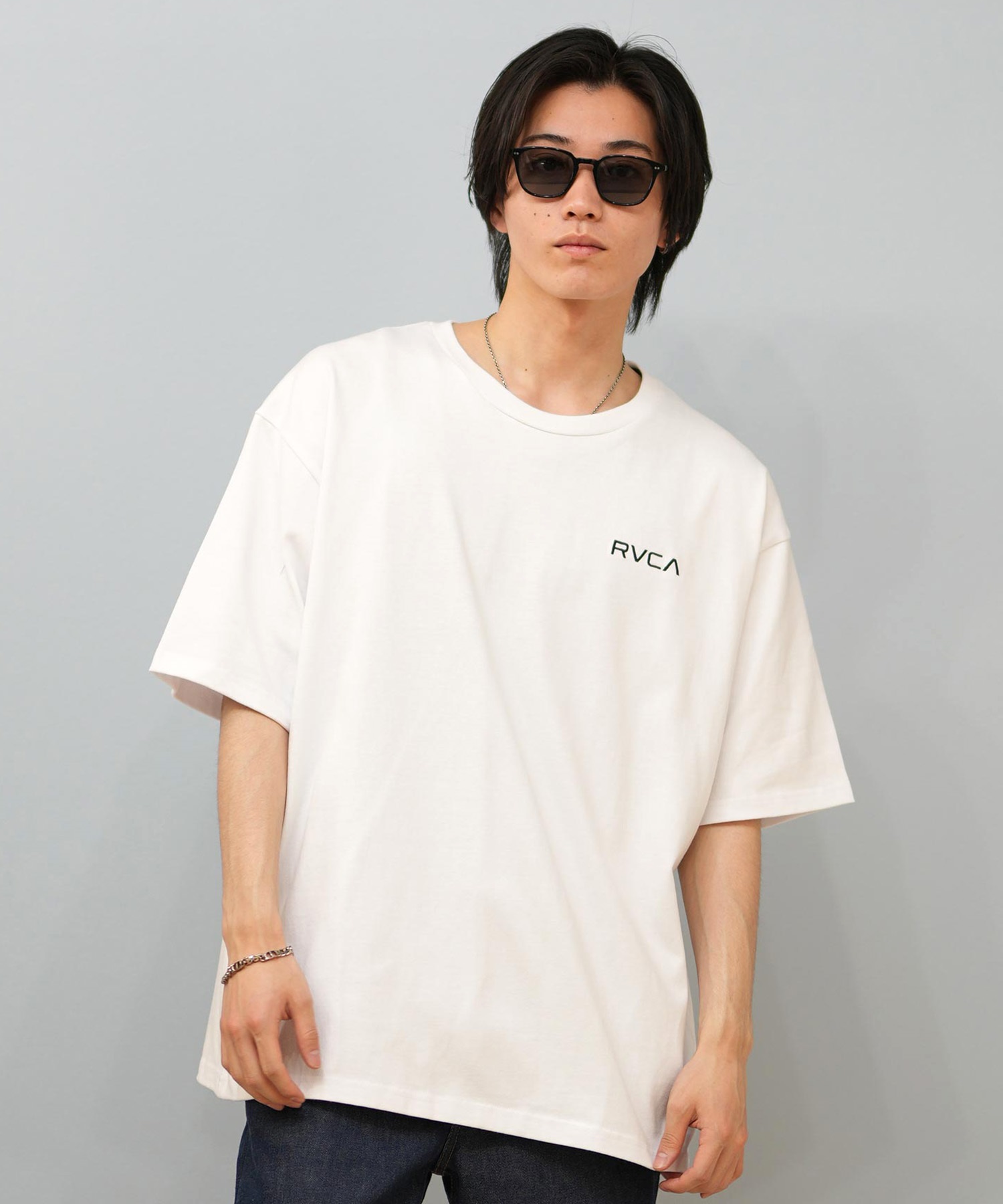 RVCA ルーカ 半袖 Tシャツ メンズ バックプリント オーバーサイズ ボックスロゴ BOX SS BF04A-200(WHT-S)