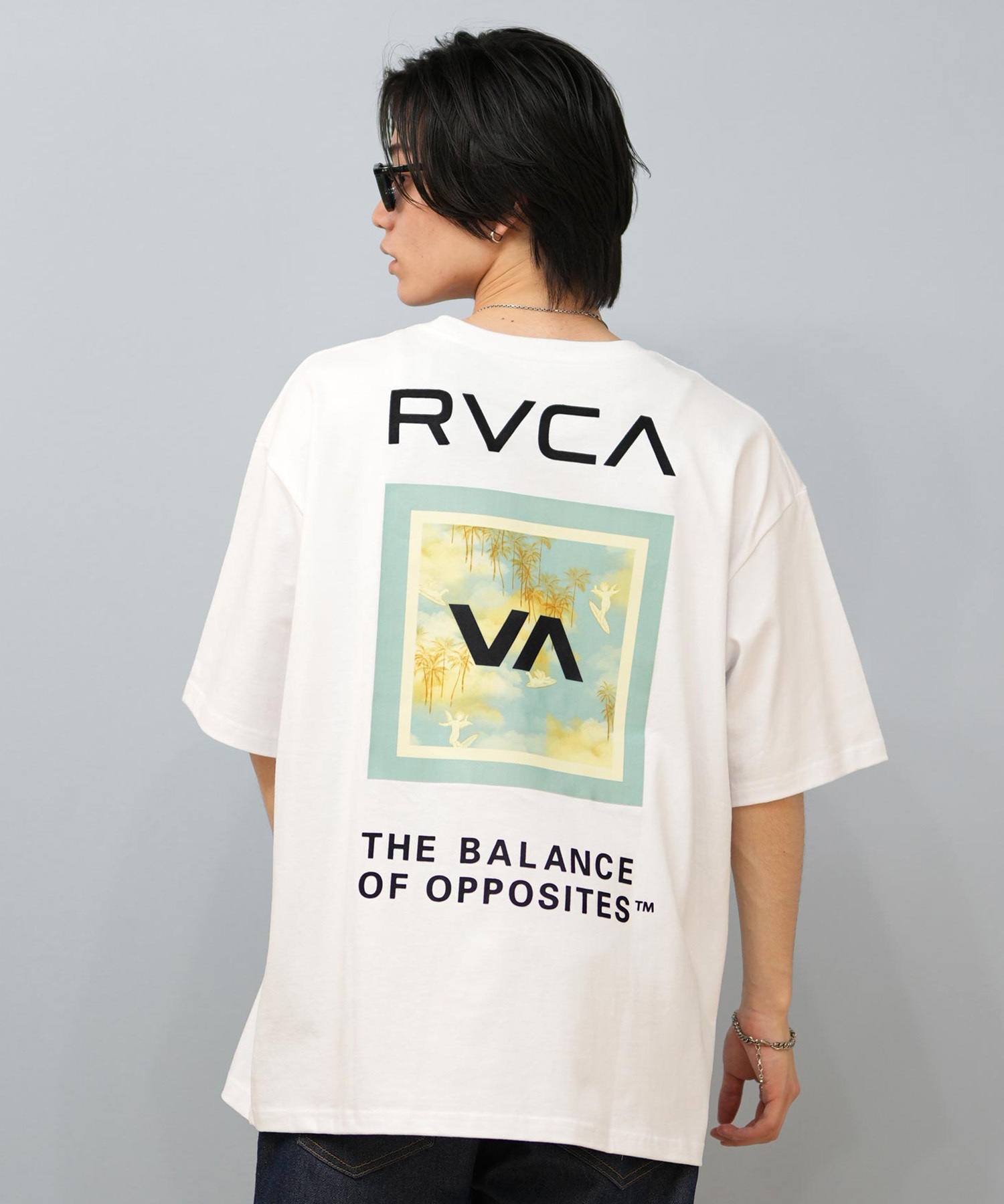 RVCA ルーカ 半袖 Tシャツ メンズ バックプリント オーバーサイズ ボックスロゴ BOX SS BF04A-200(WHT-S)