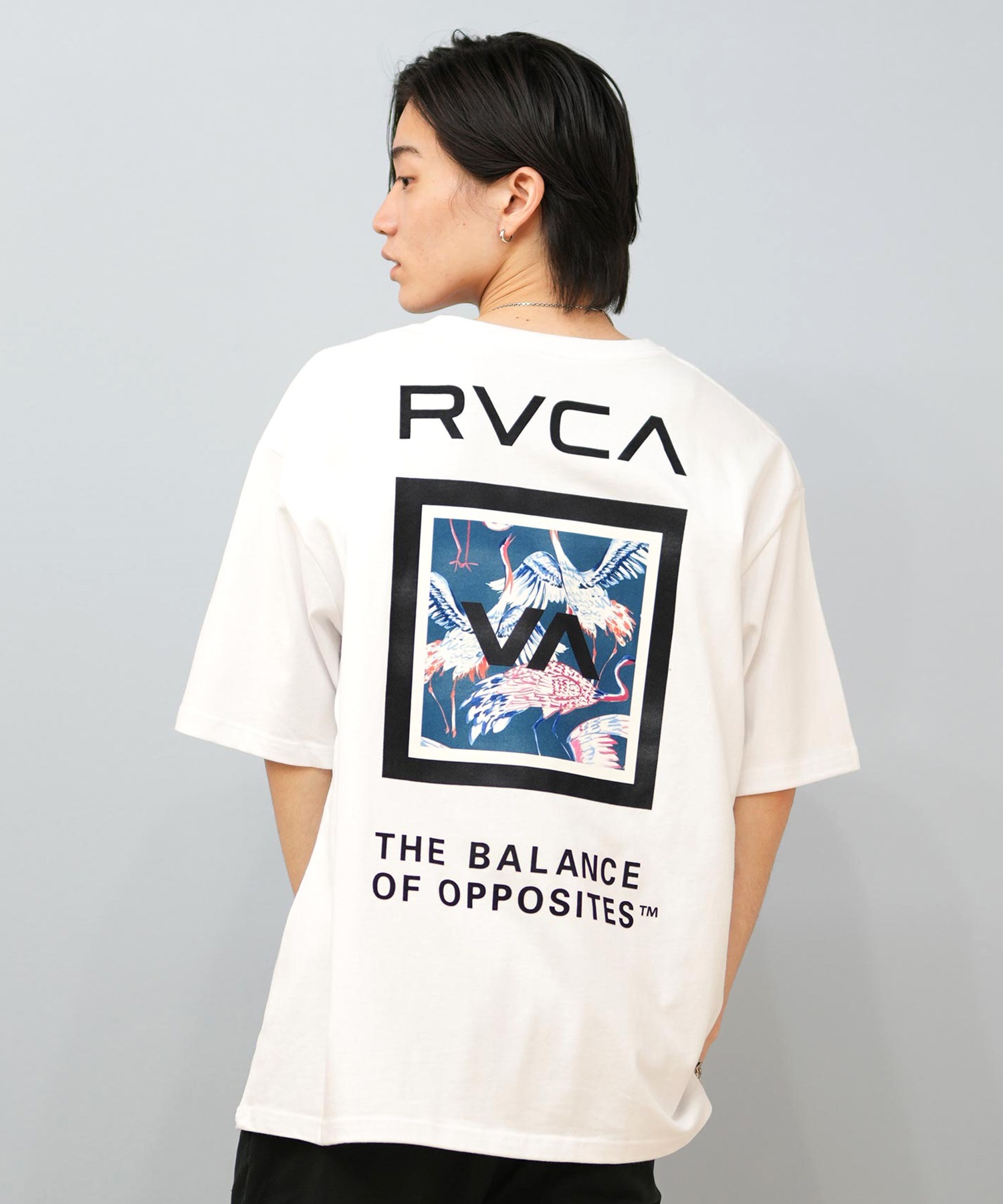 RVCA ルーカ 半袖 Tシャツ メンズ バックプリント オーバーサイズ ボックスロゴ BOX SS BF04A-200(WHT-S)
