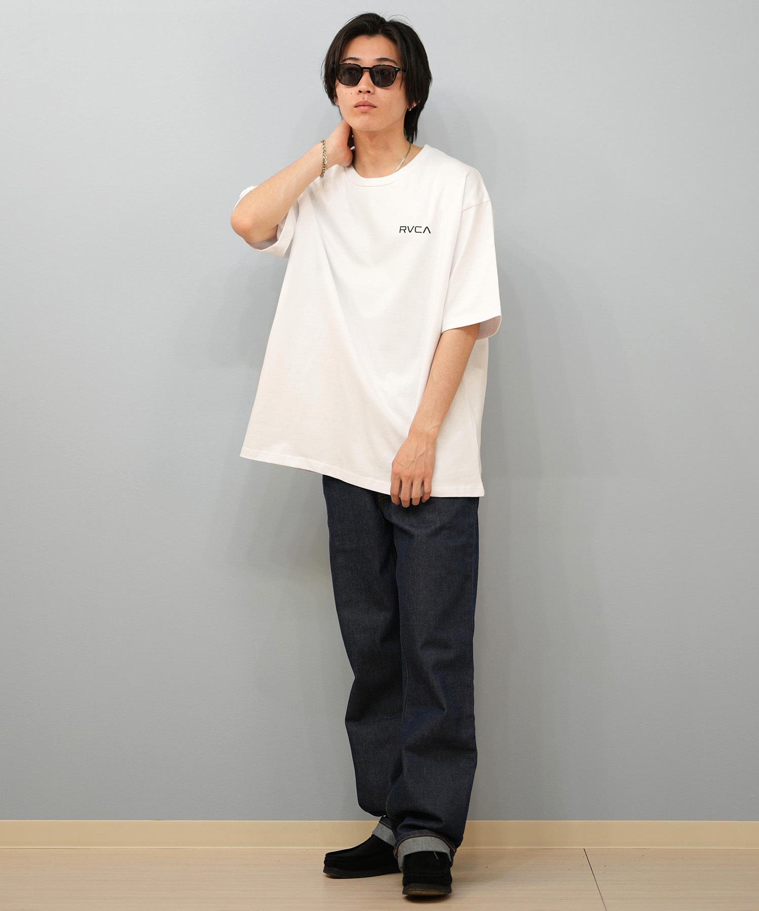 RVCA ルーカ 半袖 Tシャツ メンズ バックプリント オーバーサイズ ボックスロゴ BOX SS BF04A-200(WHT-S)