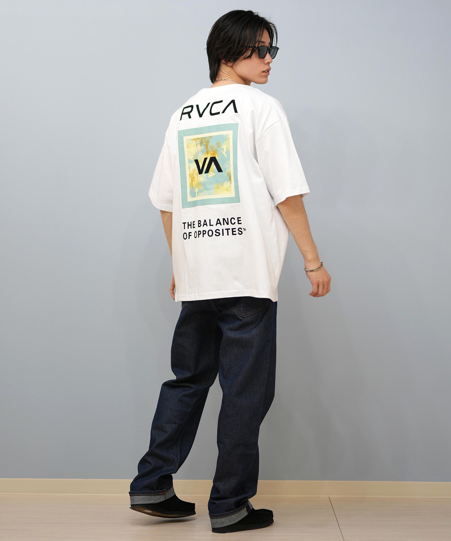RVCA ルーカ 半袖 Tシャツ メンズ バックプリント オーバーサイズ ボックスロゴ BOX SS BF04A-200(WHT-S)