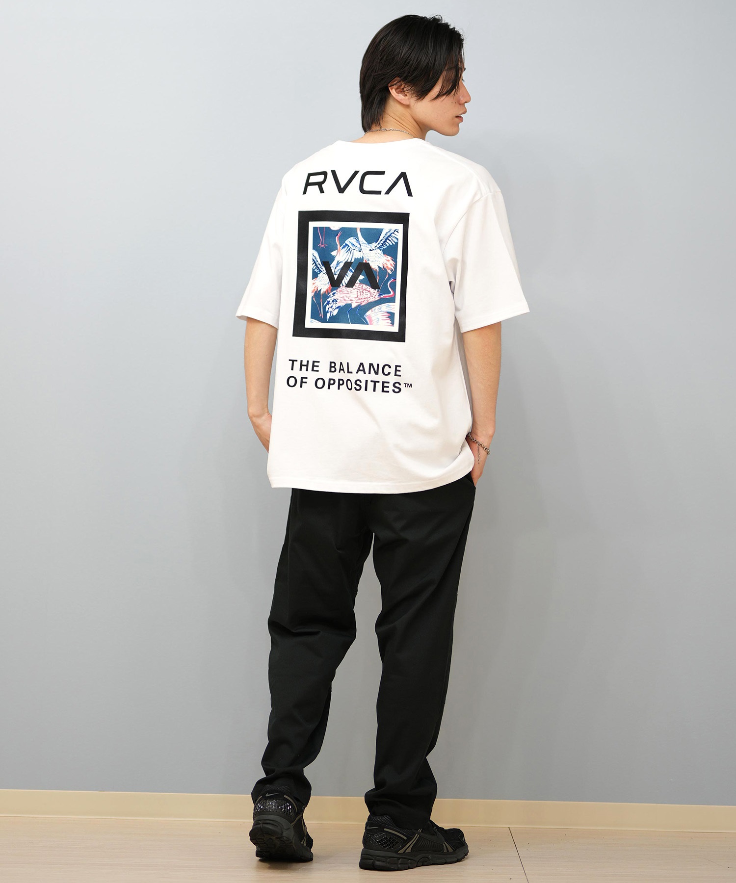 RVCA ルーカ 半袖 Tシャツ メンズ バックプリント オーバーサイズ ボックスロゴ BOX SS BF04A-200(WHT-S)