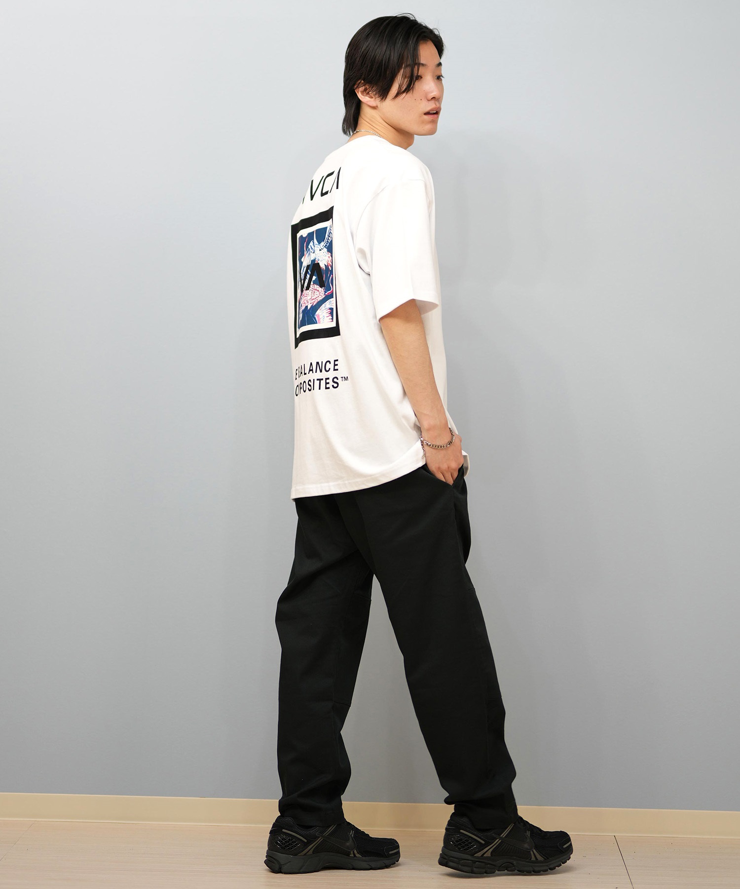 RVCA ルーカ 半袖 Tシャツ メンズ バックプリント オーバーサイズ ボックスロゴ BOX SS BF04A-200(WHT-S)