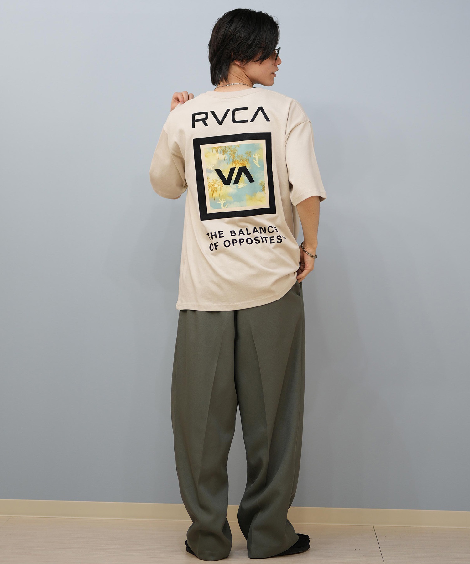 RVCA ルーカ 半袖 Tシャツ メンズ バックプリント オーバーサイズ ボックスロゴ BOX SS BF04A-200(WHT-S)