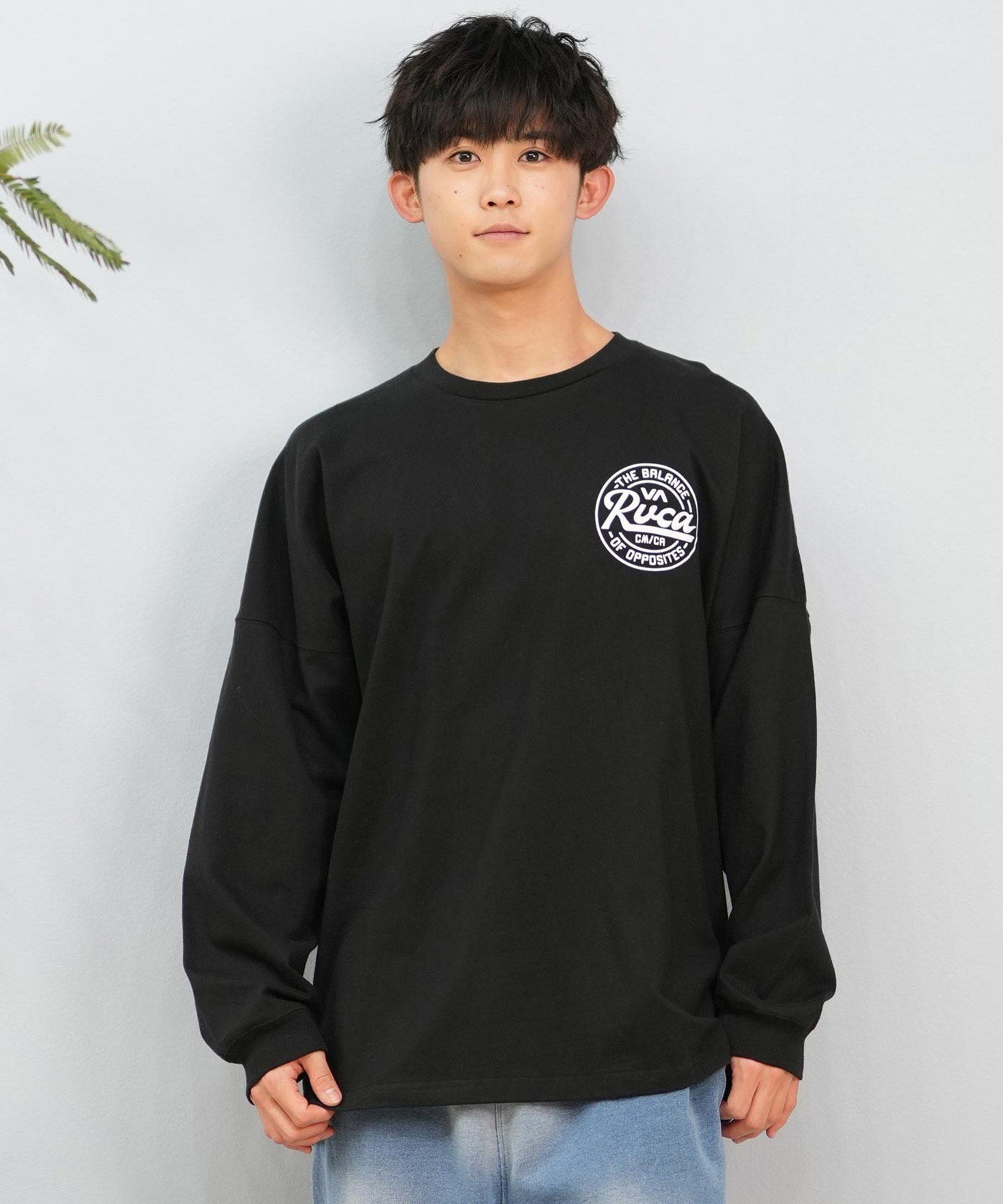 RVCA ルーカ 長袖 Tシャツ メンズ バックプリント ラウンドロゴ オーバーサイズ ユニセックス BF041-152(BLK-S)