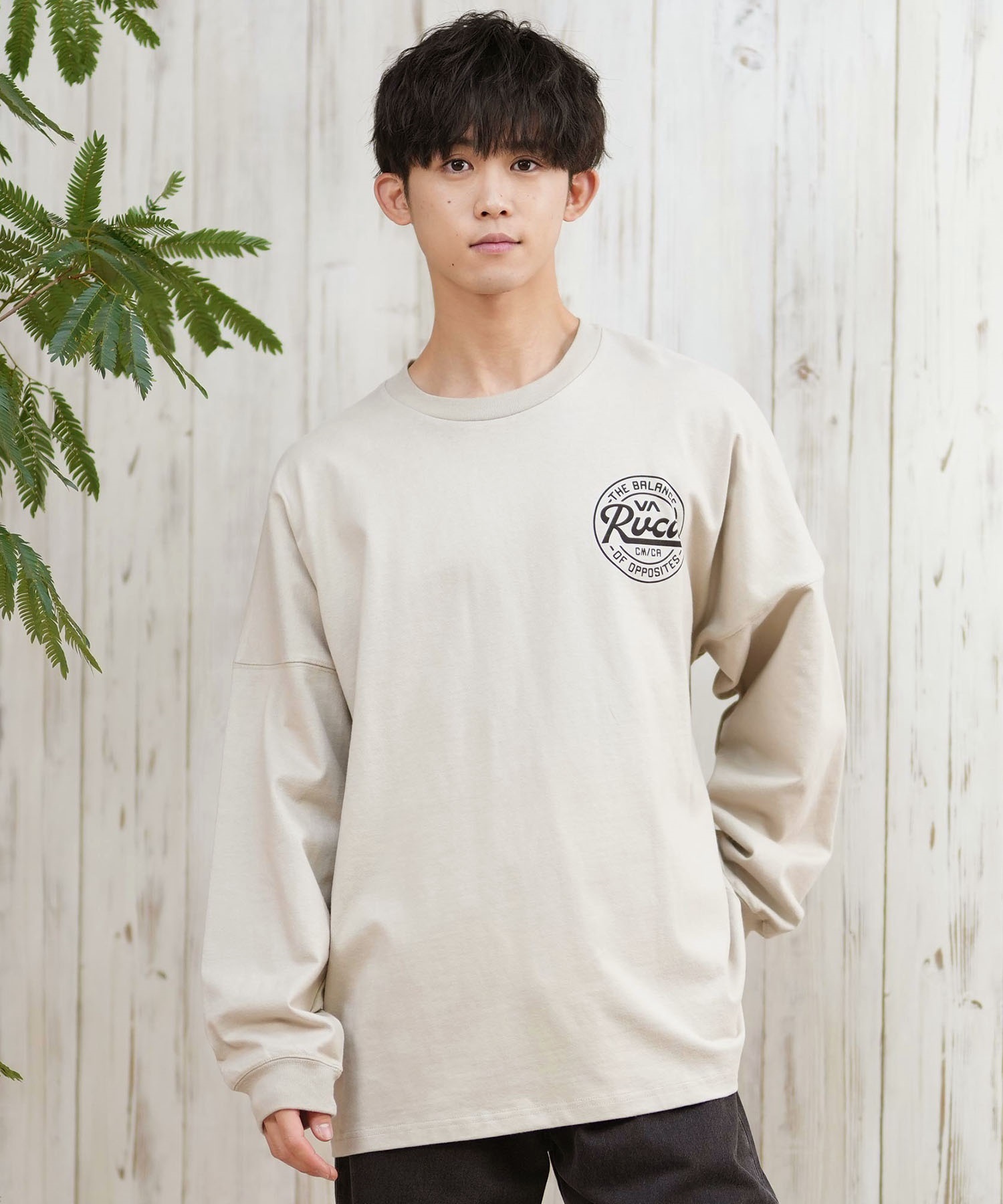 RVCA ルーカ 長袖 Tシャツ メンズ バックプリント ラウンドロゴ オーバーサイズ ユニセックス BF041-152(BLK-S)