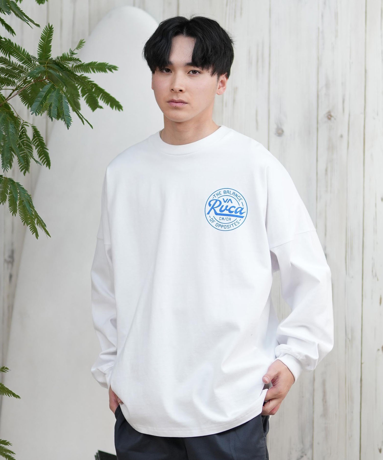 RVCA ルーカ 長袖 Tシャツ メンズ バックプリント ラウンドロゴ オーバーサイズ ユニセックス BF041-152(BLK-S)