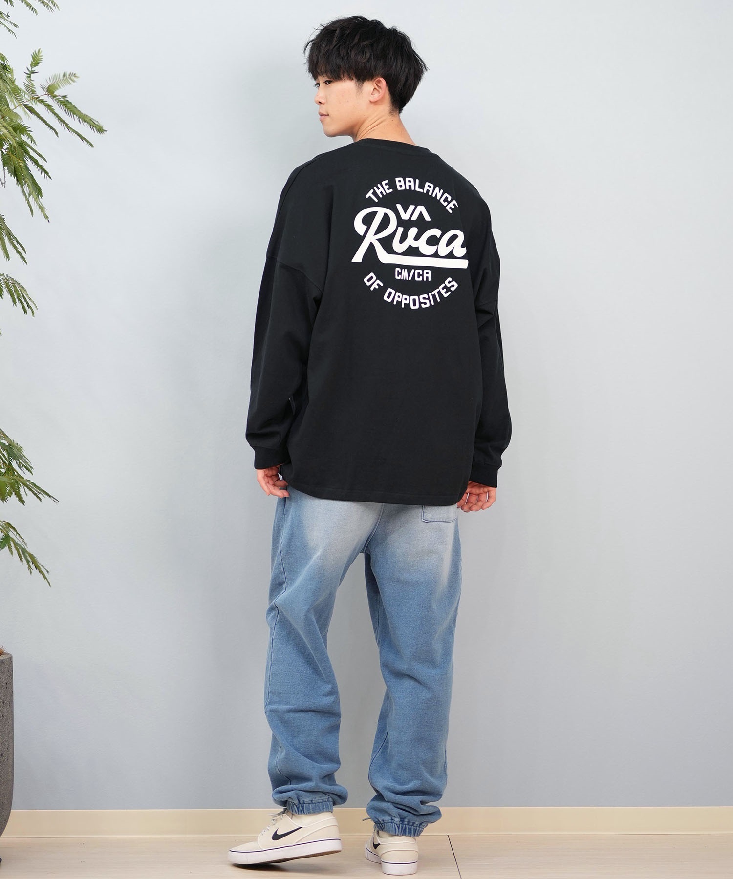RVCA ルーカ 長袖 Tシャツ メンズ バックプリント ラウンドロゴ オーバーサイズ ユニセックス BF041-152(BLK-S)