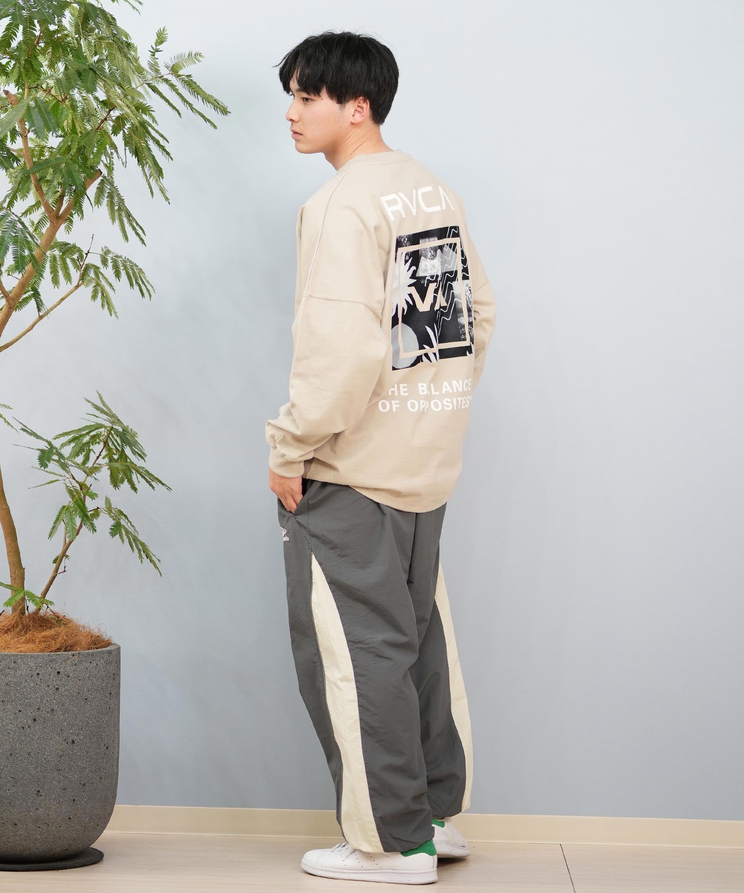 RVCA ルーカ 長袖 Tシャツ メンズ バックプリント ボックスロゴ オーバーサイズ ユニセックス ムラサキスポーツ限定 BF041-158(LGK-S)