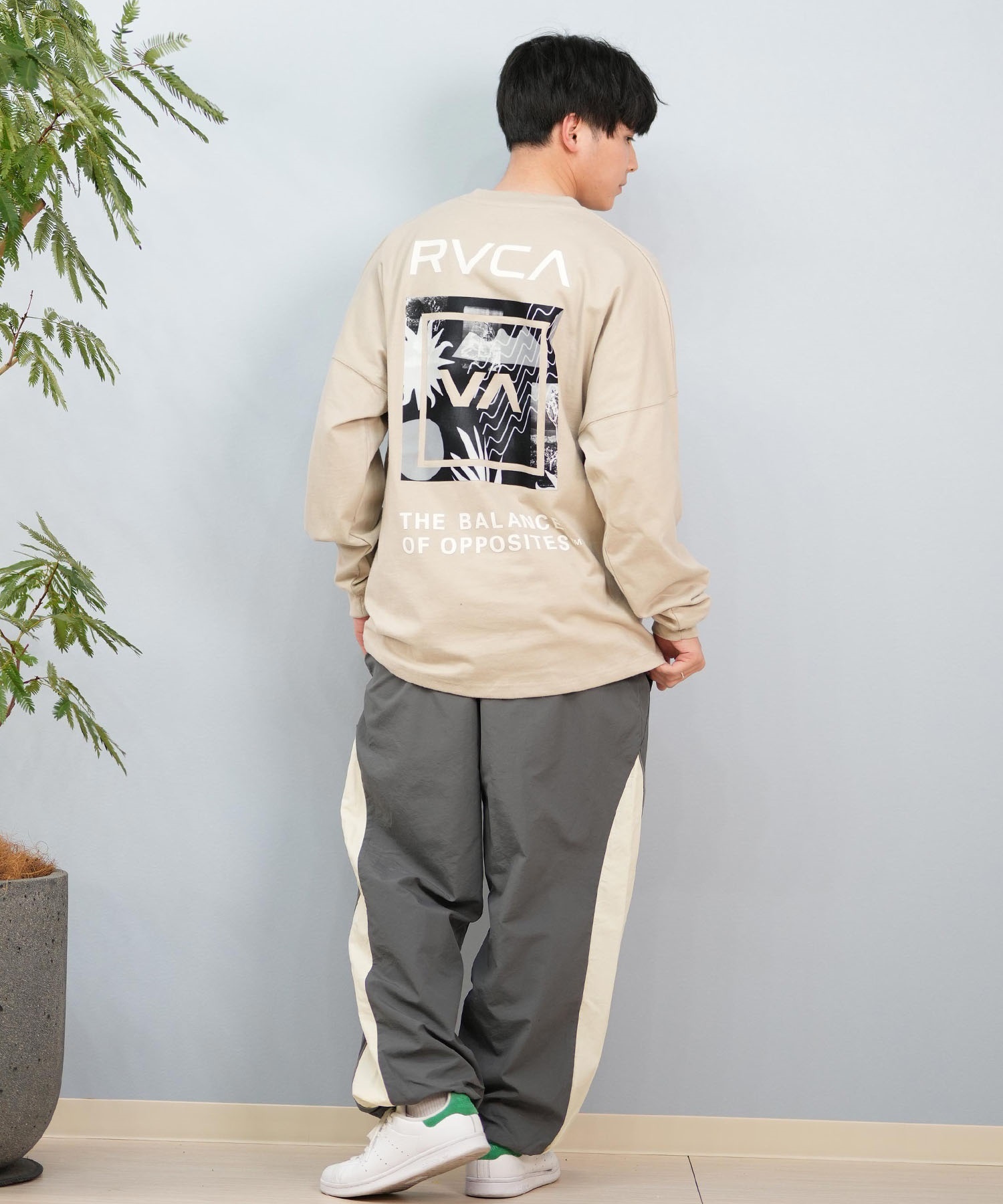 RVCA ルーカ 長袖 Tシャツ メンズ バックプリント ボックスロゴ オーバーサイズ ユニセックス ムラサキスポーツ限定 BF041-158(LGK-S)