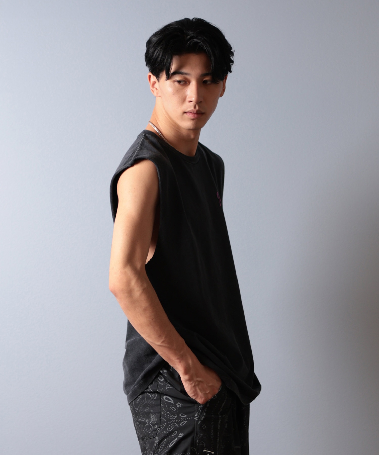 RVCA☆Fronds Muscle バックプリント シングレット タンクトップ RVCA タンクトップ メンズ SERIF 「2024年夏モデル」/ルーカ