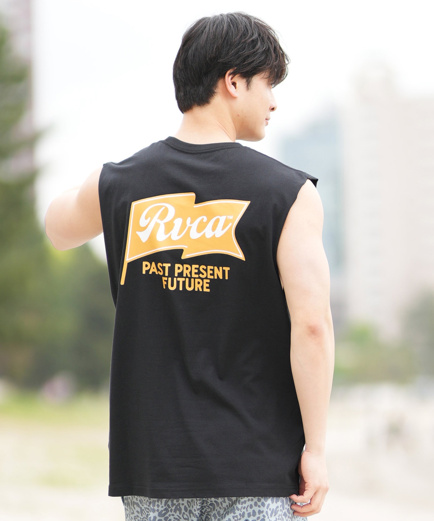 RVCA☆Fronds Muscle バックプリント シングレット タンクトップ RVCA ルーカ タンクトップ メンズ カットオフ ノースリーブ