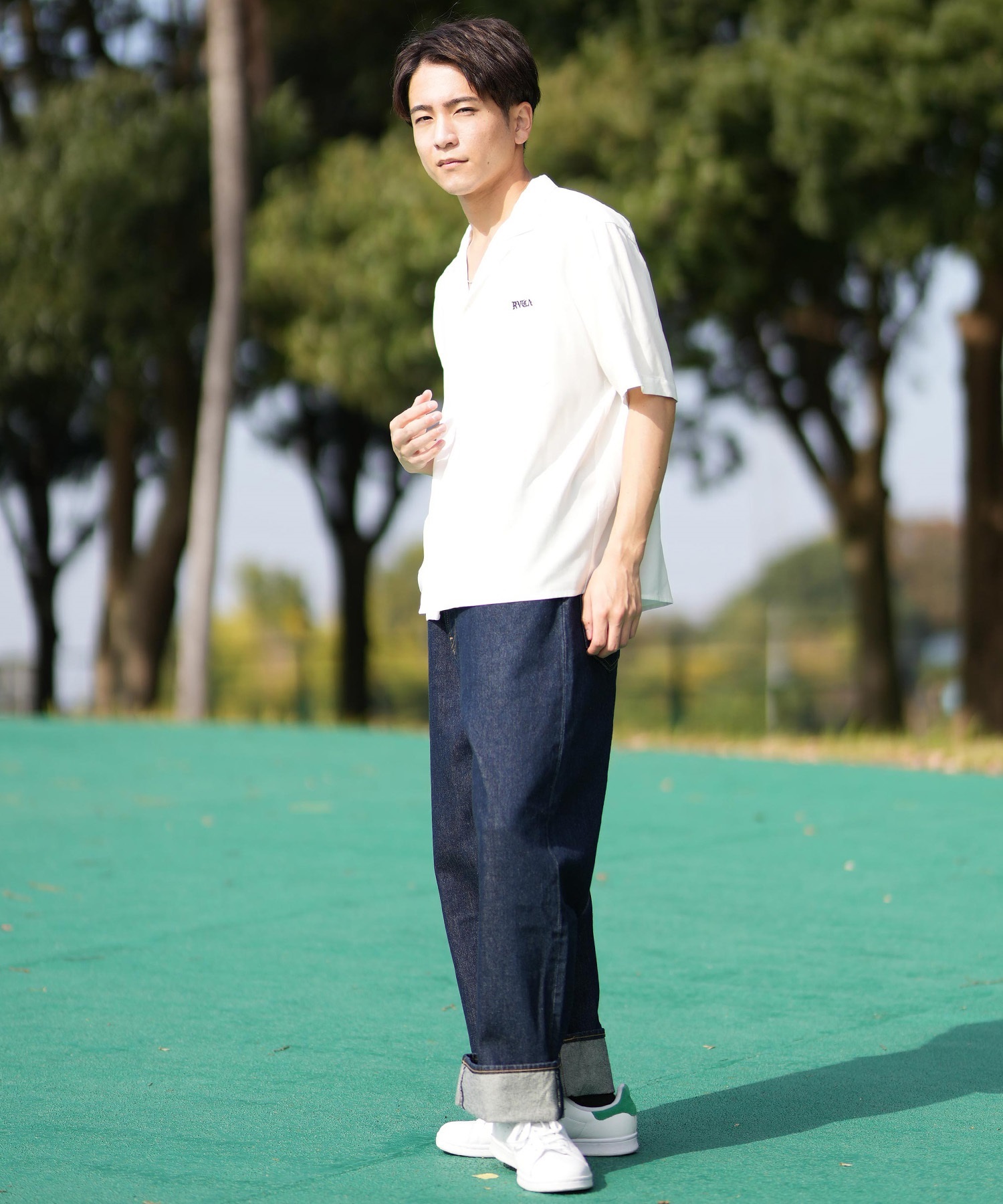 RVCA ルーカ 半袖 シャツ メンズ ワンポイント BF041-180(WHT-S)