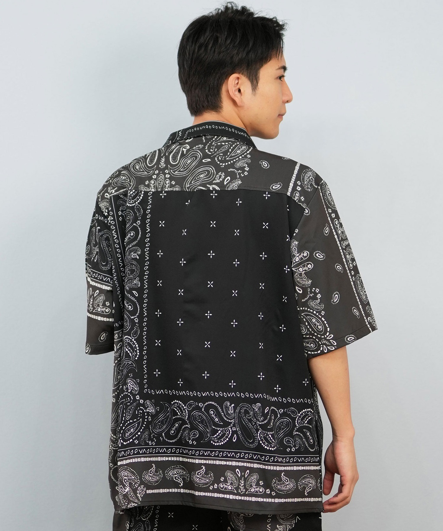RVCA ルーカ 半袖 シャツ メンズ ペイズリー柄 セットアップ BF04A-P13(BLK-S)