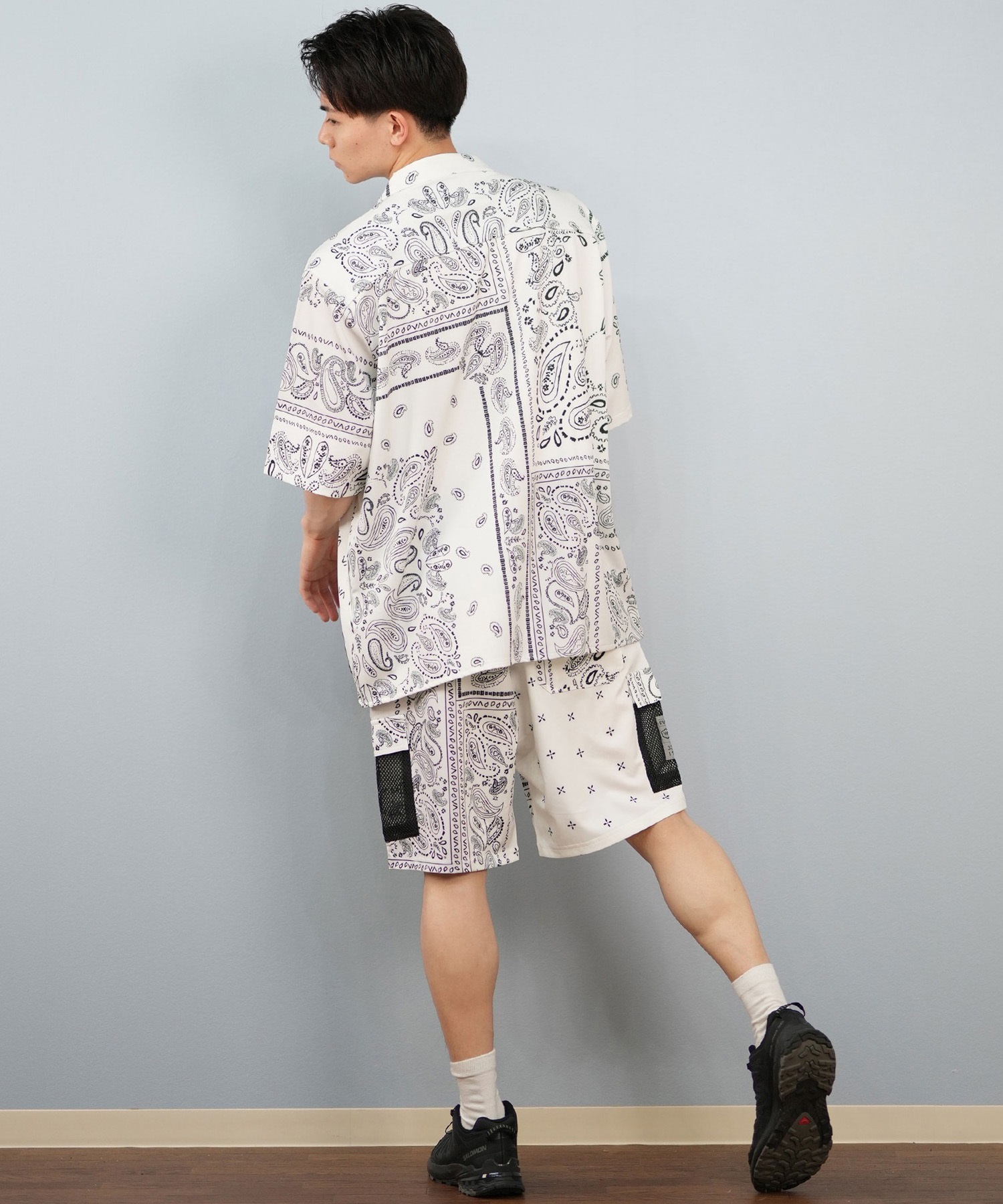 RVCA ルーカ 半袖 シャツ メンズ ペイズリー柄 セットアップ BF04A-P13(BLK-S)