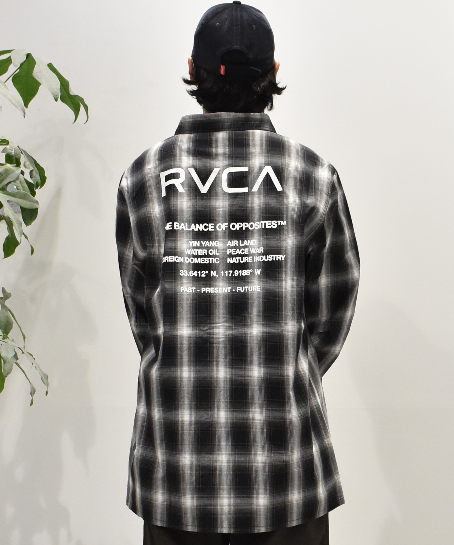 RVCA ルーカ 長袖 シャツ メンズ バックプリント ロゴ チェック NxI