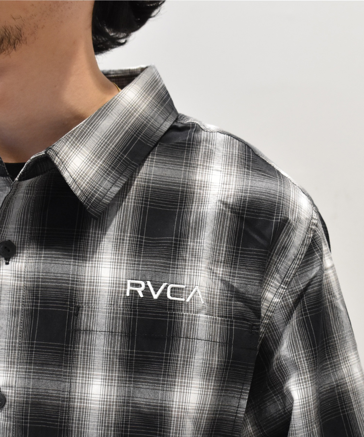 RVCA ルーカ 長袖 シャツ メンズ バックプリント ロゴ チェック NxI 