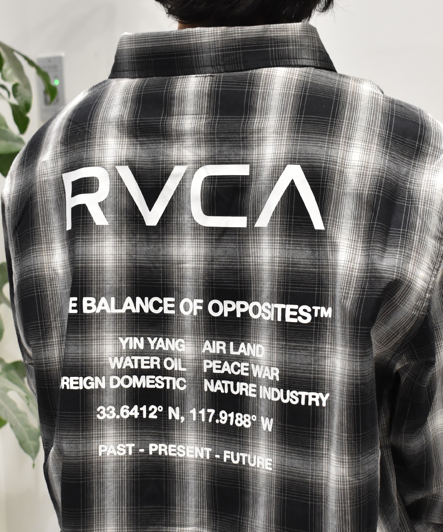 RVCA ルーカ 長袖 シャツ メンズ バックプリント ロゴ チェック NxI 