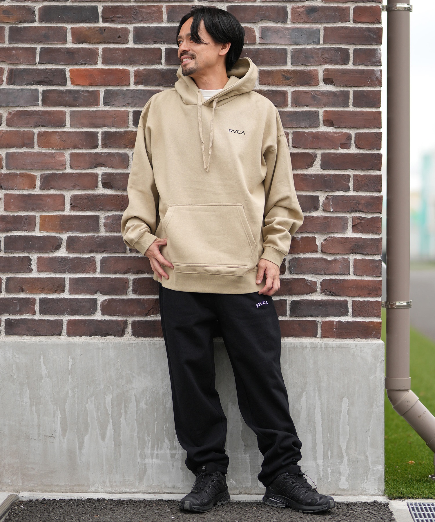 RVCA ルーカ スウェットパンツ ロングパンツ メンズ ウエストゴム ロゴ BACK SIDE ARCH RVCA PT BF042-P70(BLK-M)