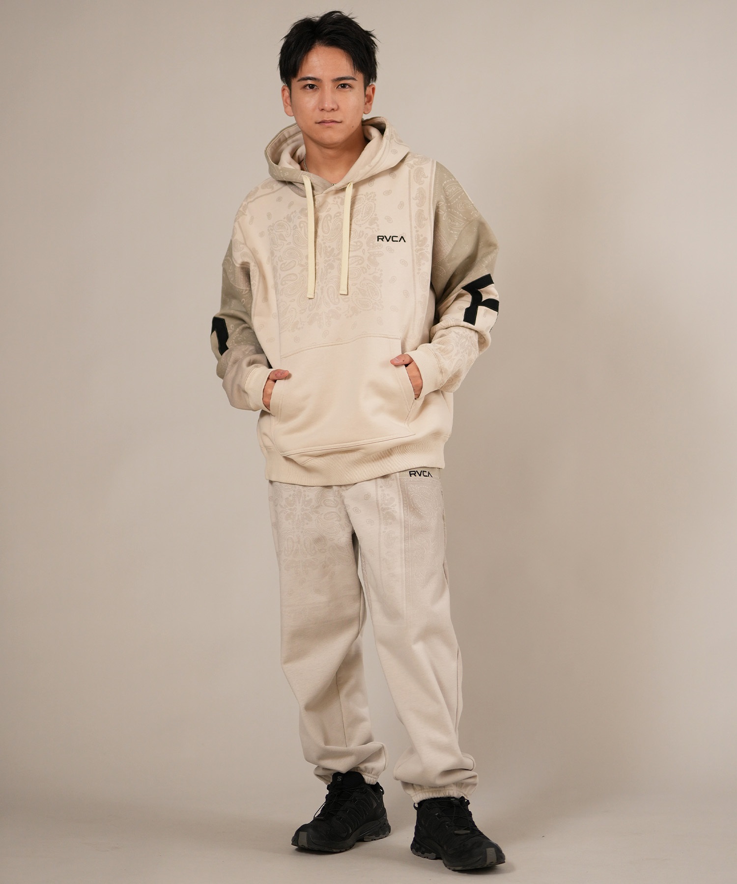 RVCA ルーカ スウェットパンツ ロングパンツ メンズ ウエストゴム ロゴ BACK SIDE ARCH RVCA PT BF042-P70(BLK-M)