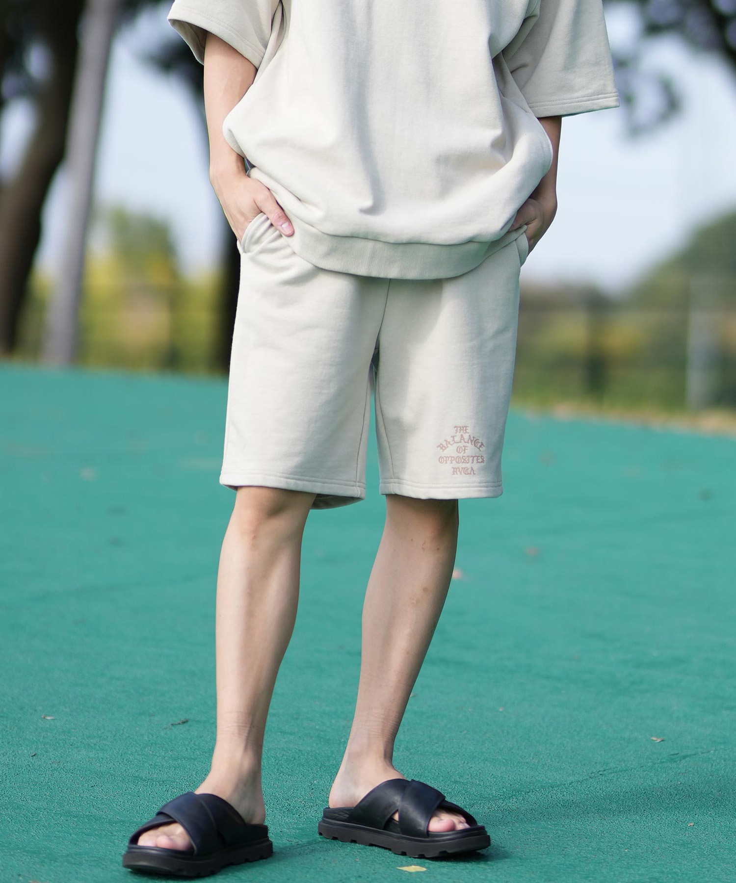 RVCA ルーカ ショートパンツ メンズ スウェットショーツ IRON ON FT WS セットアップ対応 BF041-652(WHT-S)