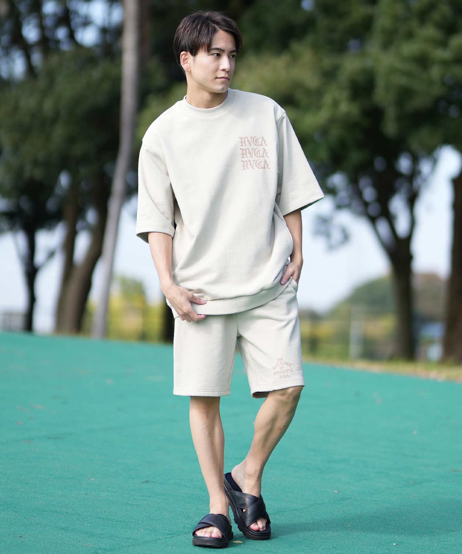 RVCA ルーカ ショートパンツ メンズ スウェットショーツ IRON ON FT WS セットアップ対応 BF041-652(WHT-S)