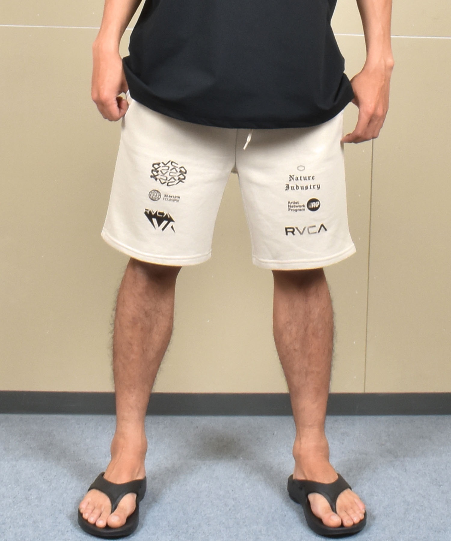 RVCA ルーカ ハーフパンツ ショートパンツ メンズ スウェット パンツ ブランドロゴ BF04A-P66(BLK-S)