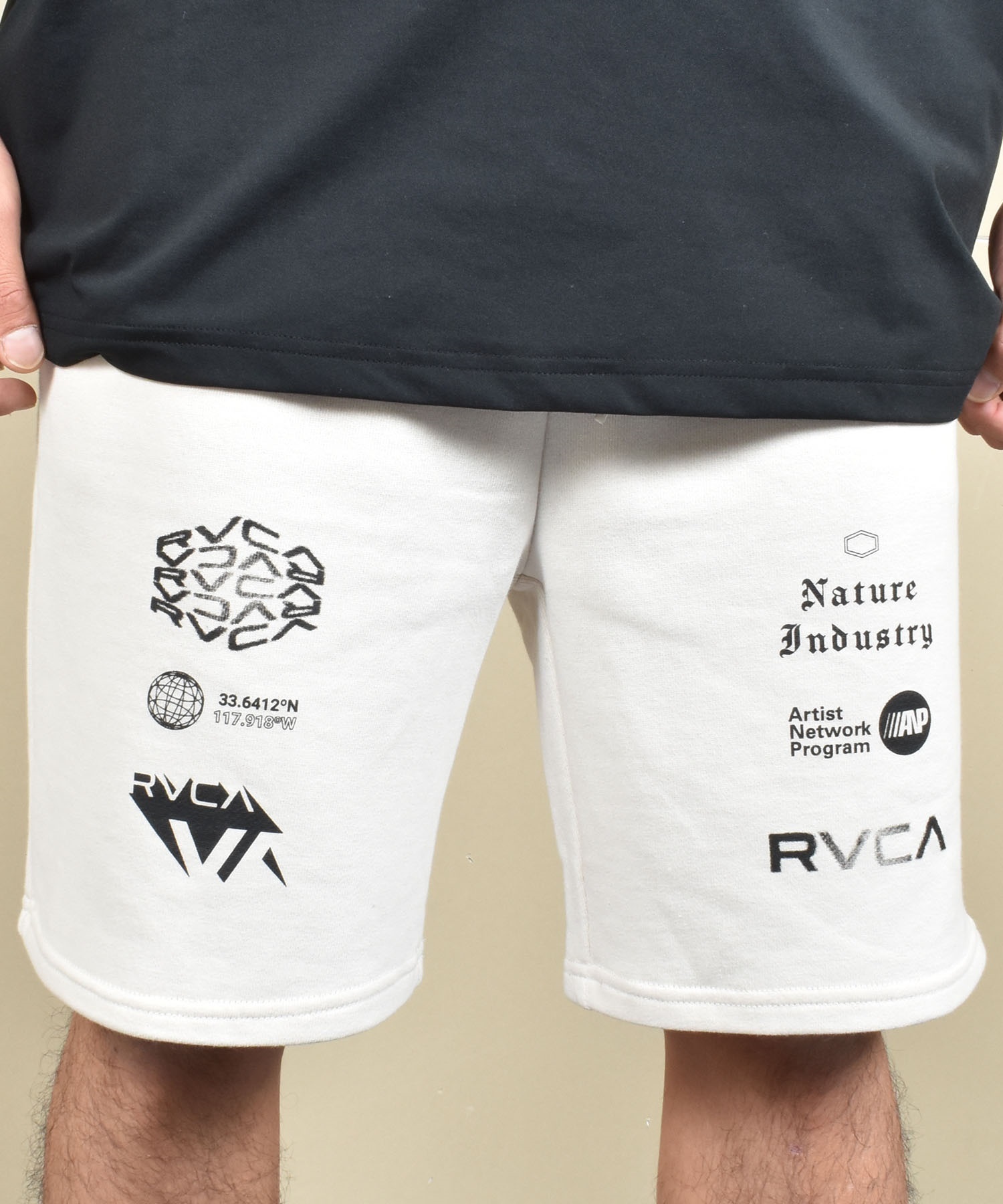 RVCA ルーカ ハーフパンツ ショートパンツ メンズ スウェット パンツ ブランドロゴ BF04A-P66(BLK-S)