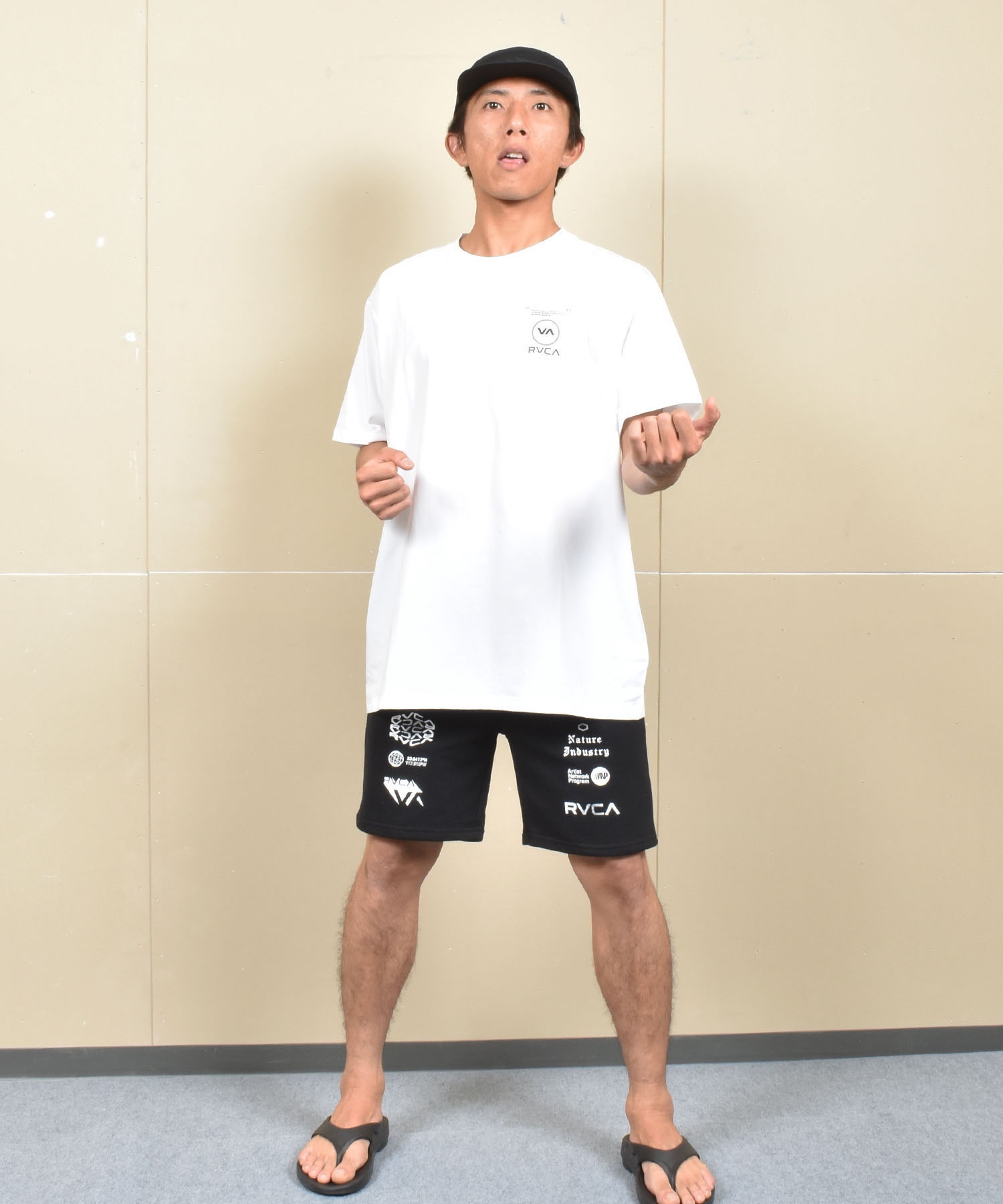 RVCA ルーカ ハーフパンツ ショートパンツ メンズ スウェット パンツ ブランドロゴ BF04A-P66(BLK-S)