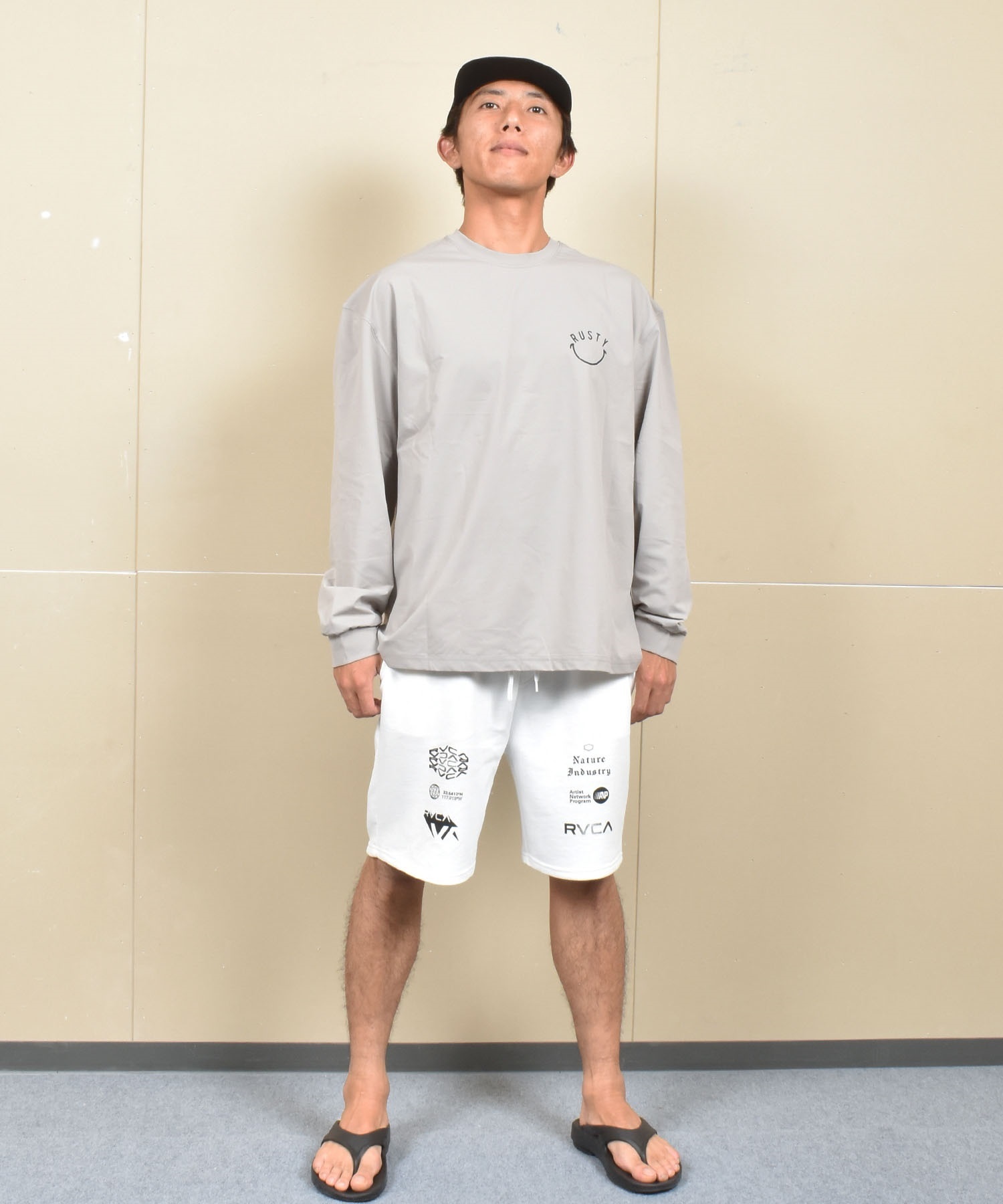 RVCA ルーカ ハーフパンツ ショートパンツ メンズ スウェット パンツ ブランドロゴ BF04A-P66(BLK-S)
