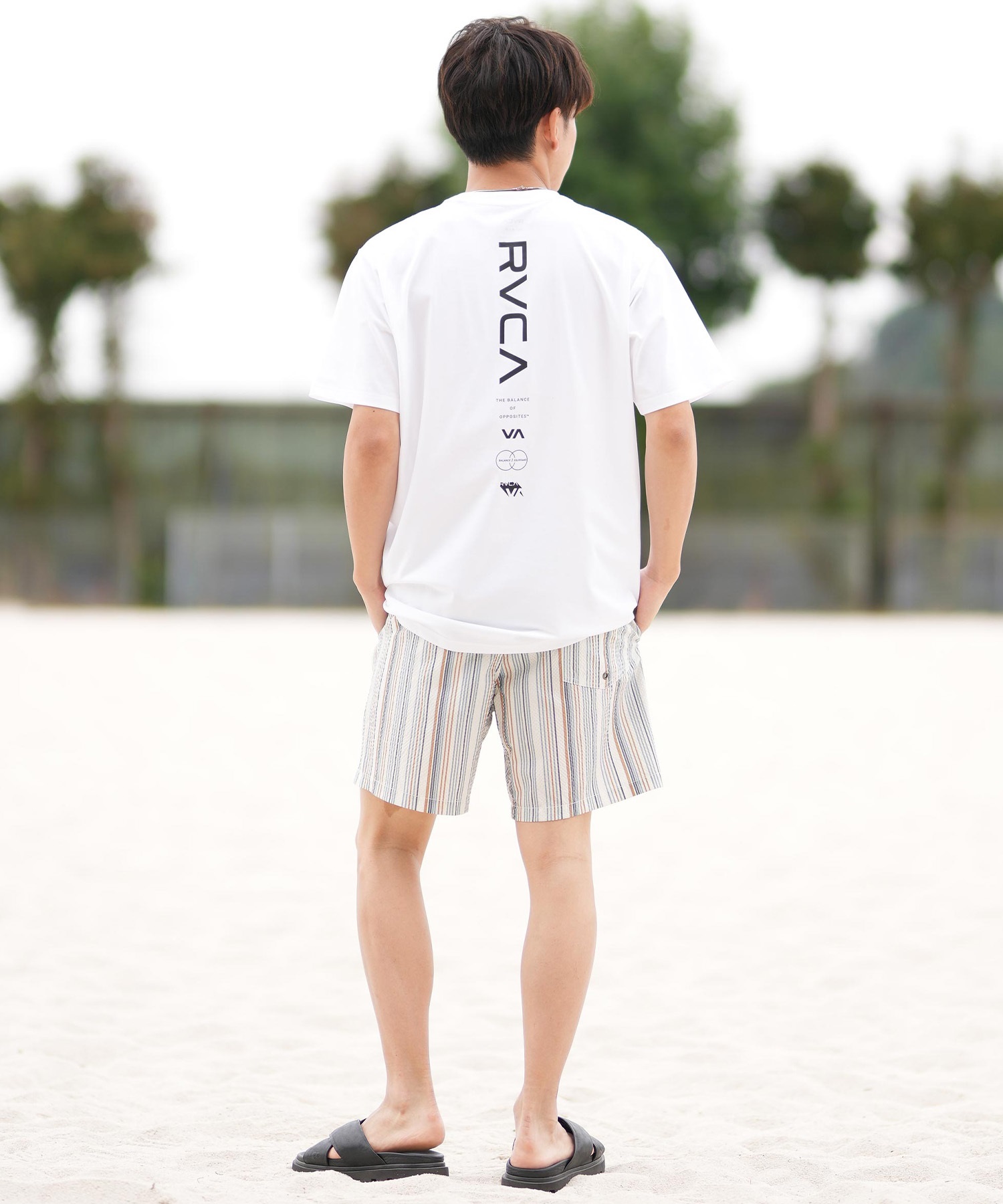 RVCA ルーカ 水着 トランクス メンズ ボードショーツ サーフパンツ ストライプ柄 17インチ 水陸両用 BF041-505(NAT-S)