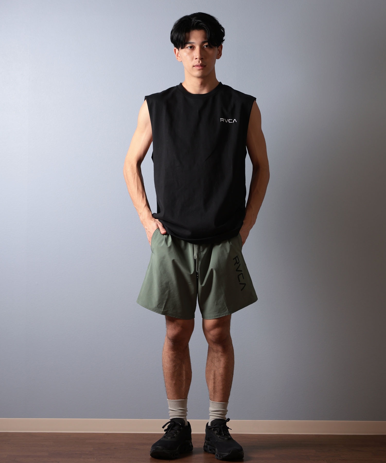 RVCA ルーカ ショートパンツ メンズ 水着 ボードショーツ トランクス 水陸両用 ELASTIC BS BF041-530(BLK-S)