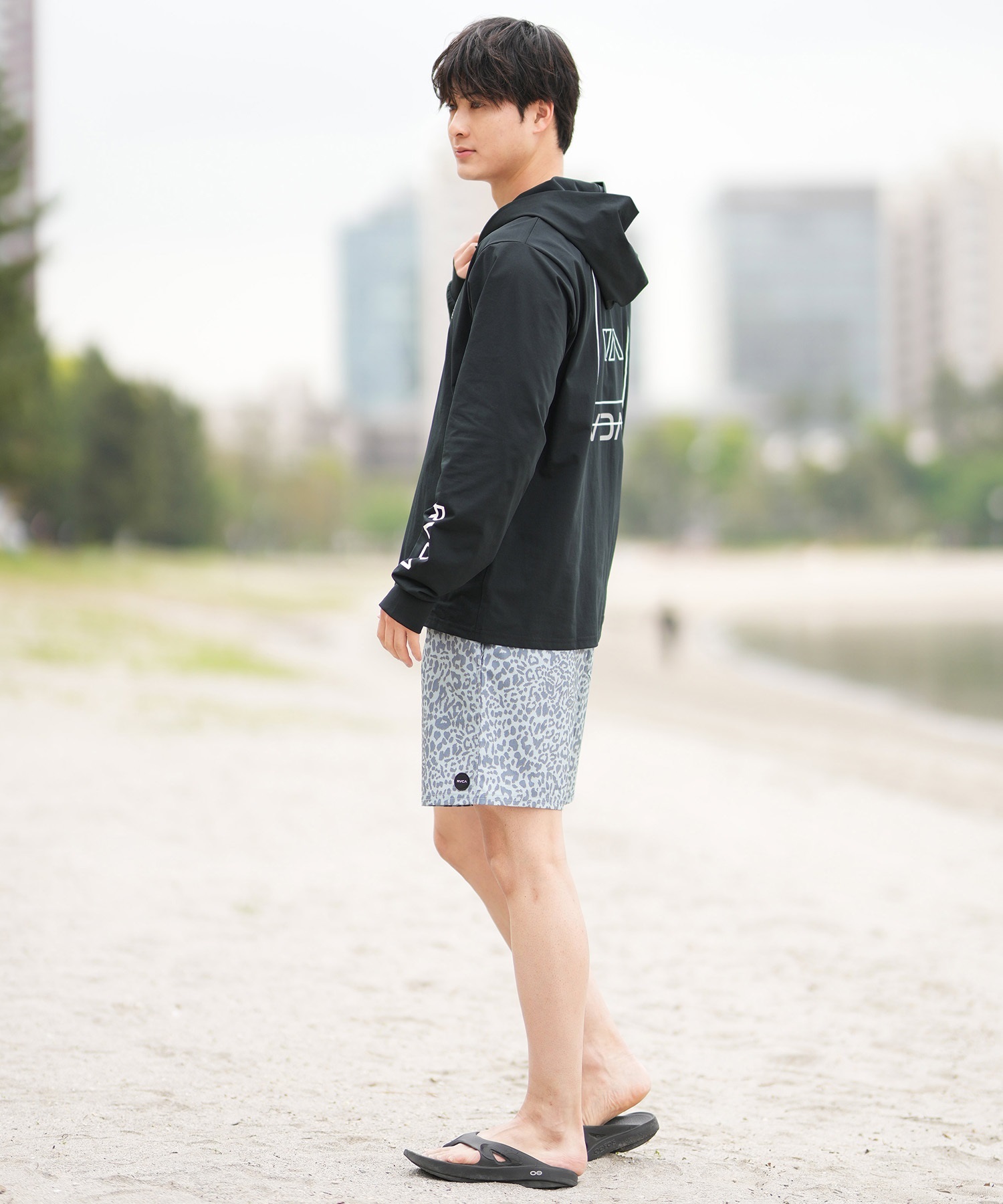 RVCA ルーカ 水着 ラッシュガード ジップアップ パーカー メンズ 長袖 バックプリント 水陸両用 UVカット 吸水速乾 BF041-P85(WHT-S)