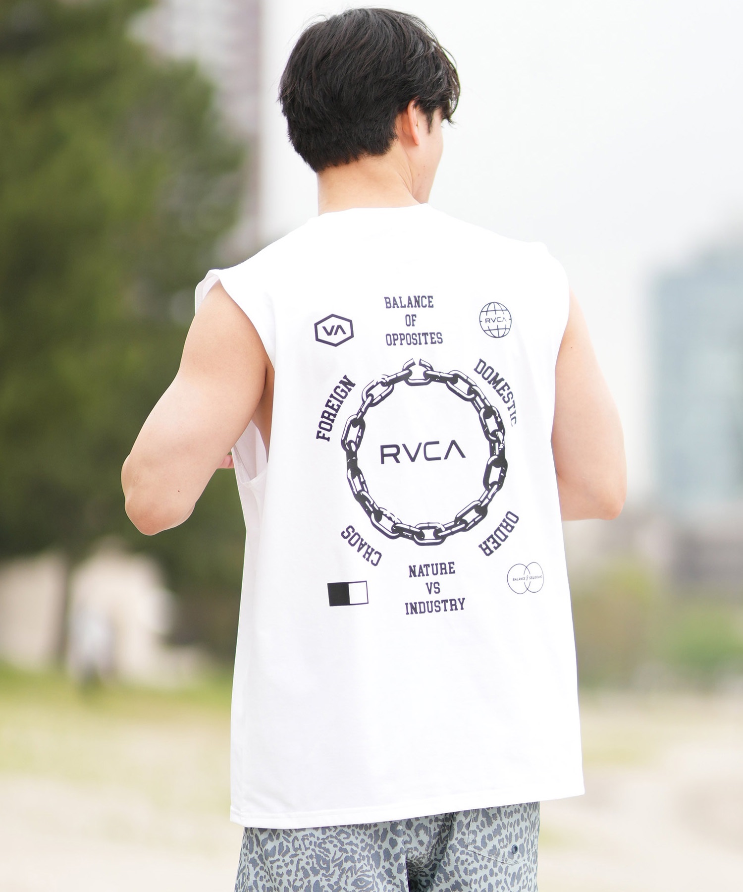 RVCA ルーカ 水着 ラッシュガード タンクトップ メンズ バックプリント 水陸両用 UVカット 吸水速乾 耐塩素 BF04A-853(BLK-S)