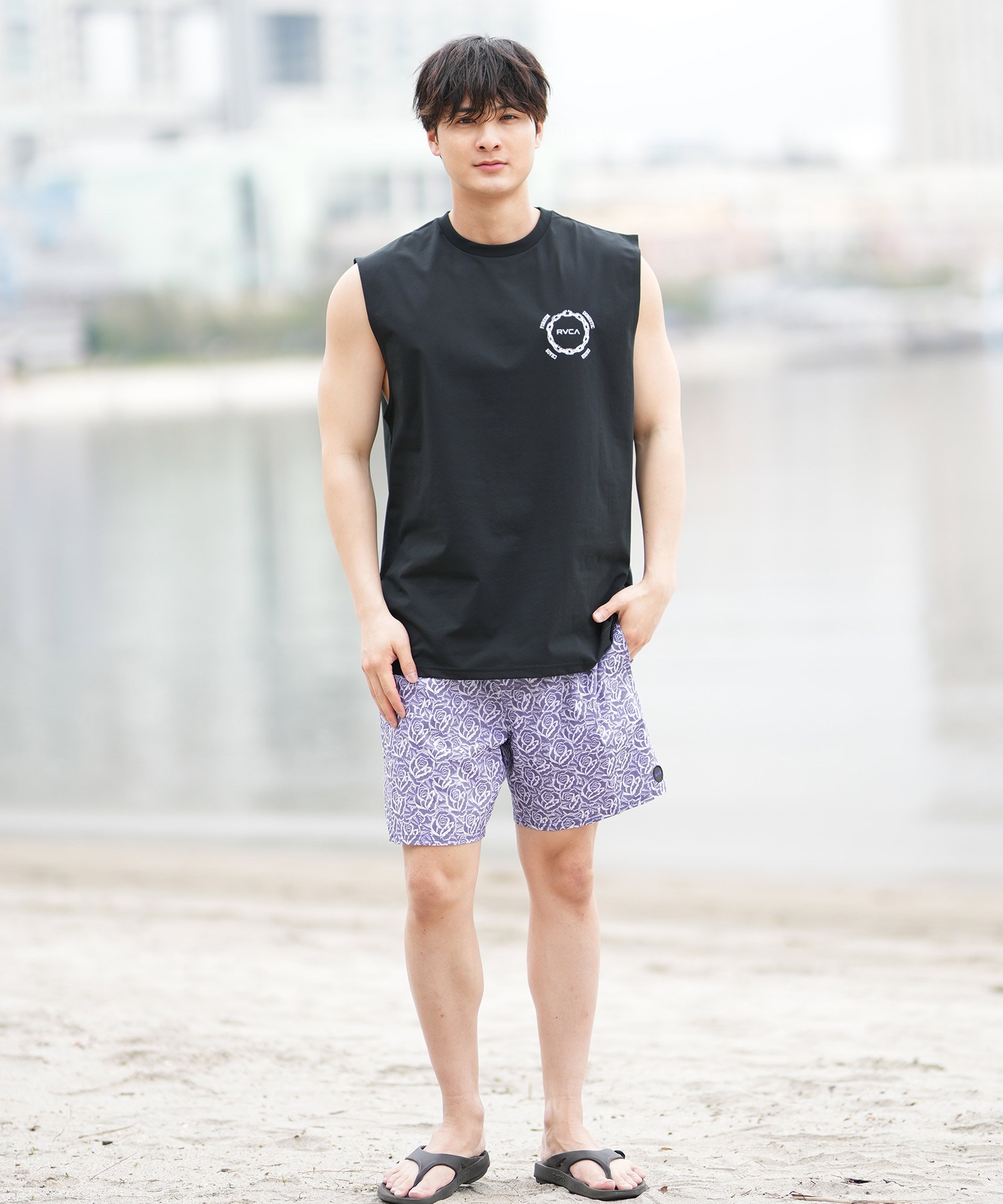 RVCA ブラック 水着・ラッシュガード セット RVCA ルーカ 水着 ラッシュガード タンクトップ メンズ バック