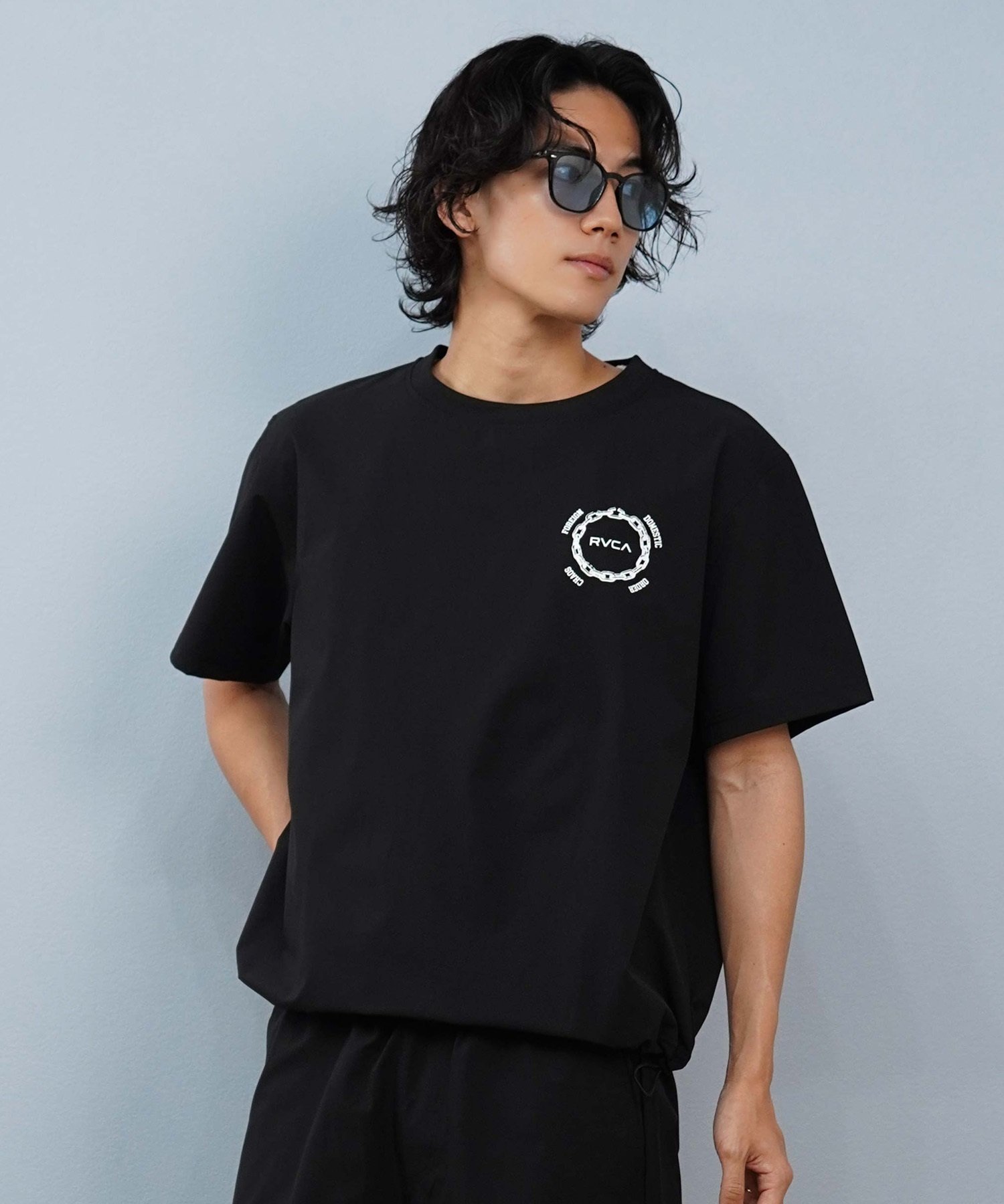 RVCA ルーカ 水着 ラッシュガード 半袖 Tシャツ メンズ 水陸両用 バックプリント セットアップ対応 BF04A-P89(BLK-S)