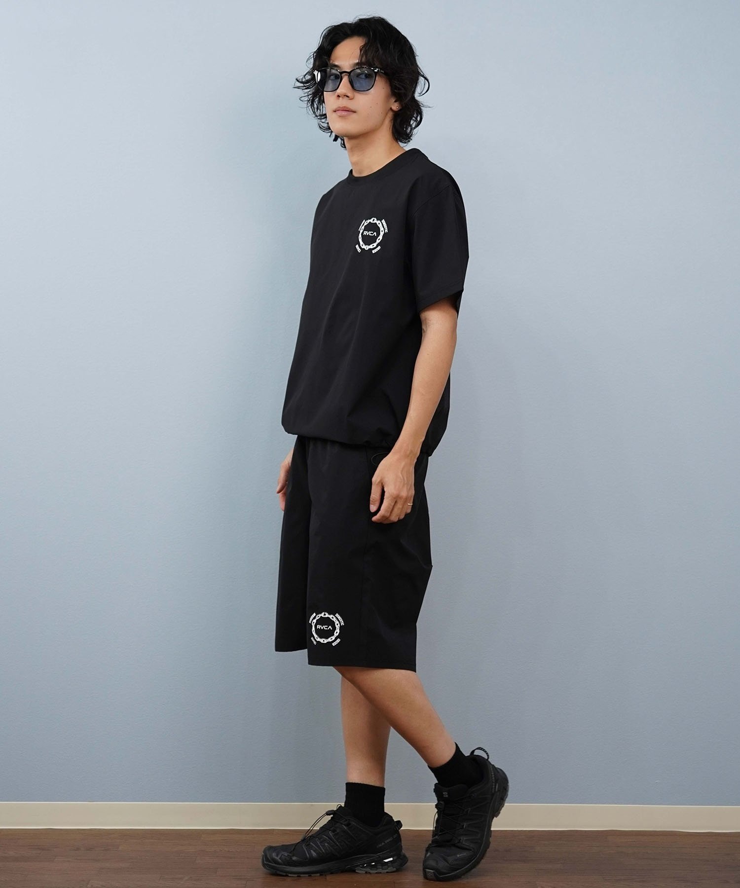 RVCA ルーカ 水着 ラッシュガード 半袖 Tシャツ メンズ 水陸両用 バックプリント セットアップ対応 BF04A-P89(BLK-S)