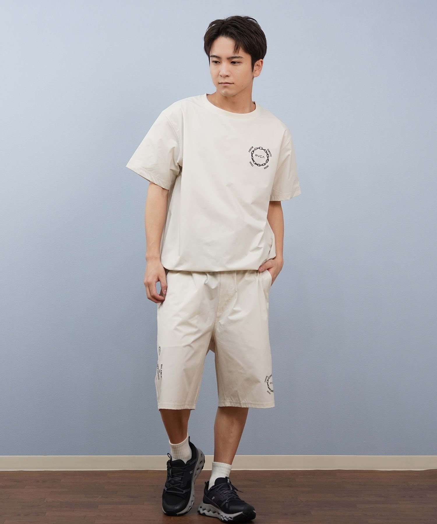 RVCA ルーカ 水着 ラッシュガード 半袖 Tシャツ メンズ 水陸両用 バックプリント セットアップ対応 BF04A-P89(BLK-S)