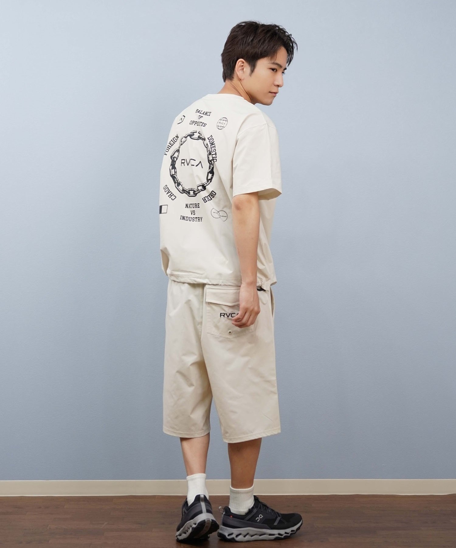 RVCA ルーカ 水着 ラッシュガード 半袖 Tシャツ メンズ 水陸両用 バックプリント セットアップ対応 BF04A-P89(BLK-S)