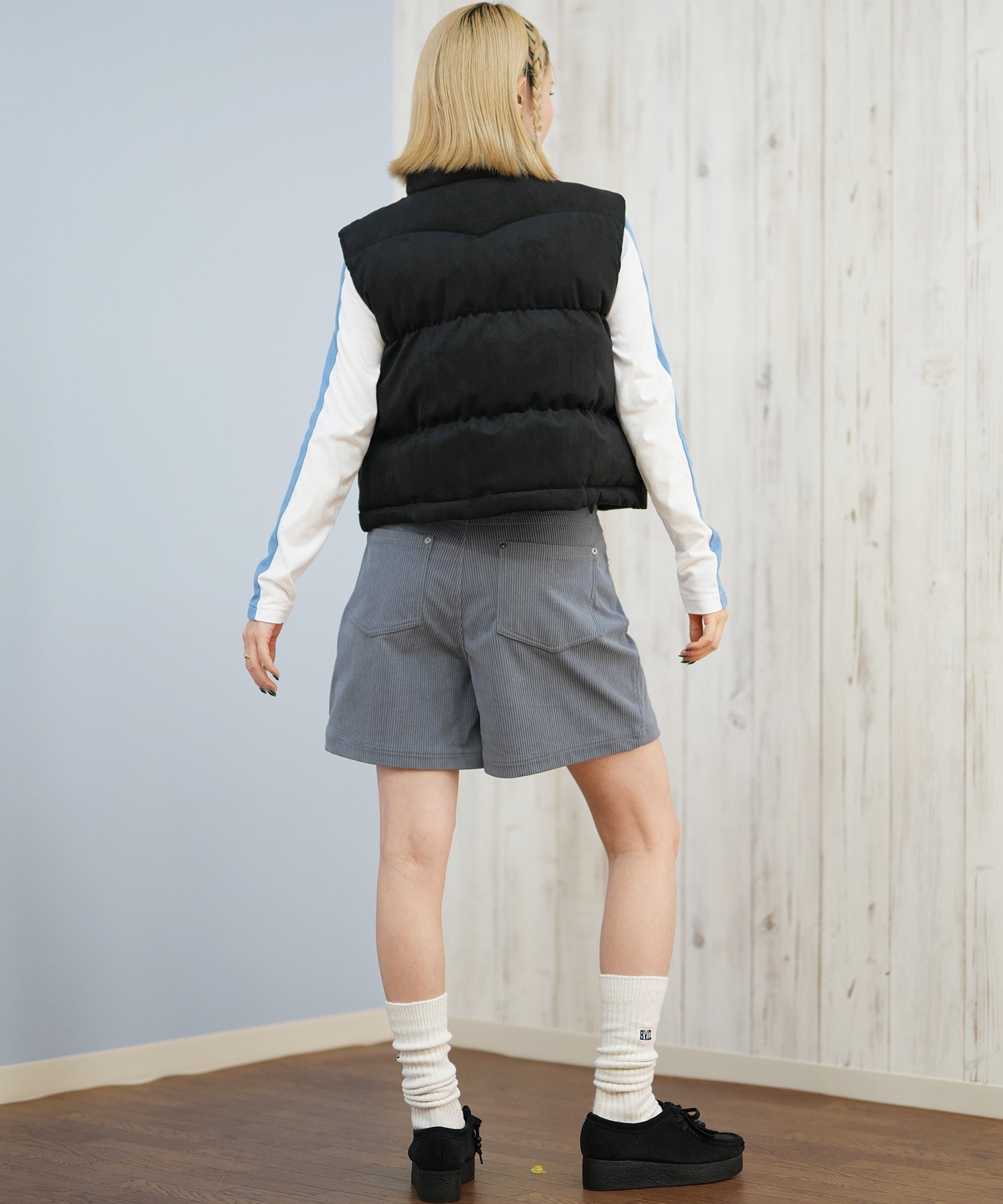 RVCA ルーカ ベスト レディース スエード ロゴ DEVON SUEDET PUFFER VEST BF044-755(BLK-S)