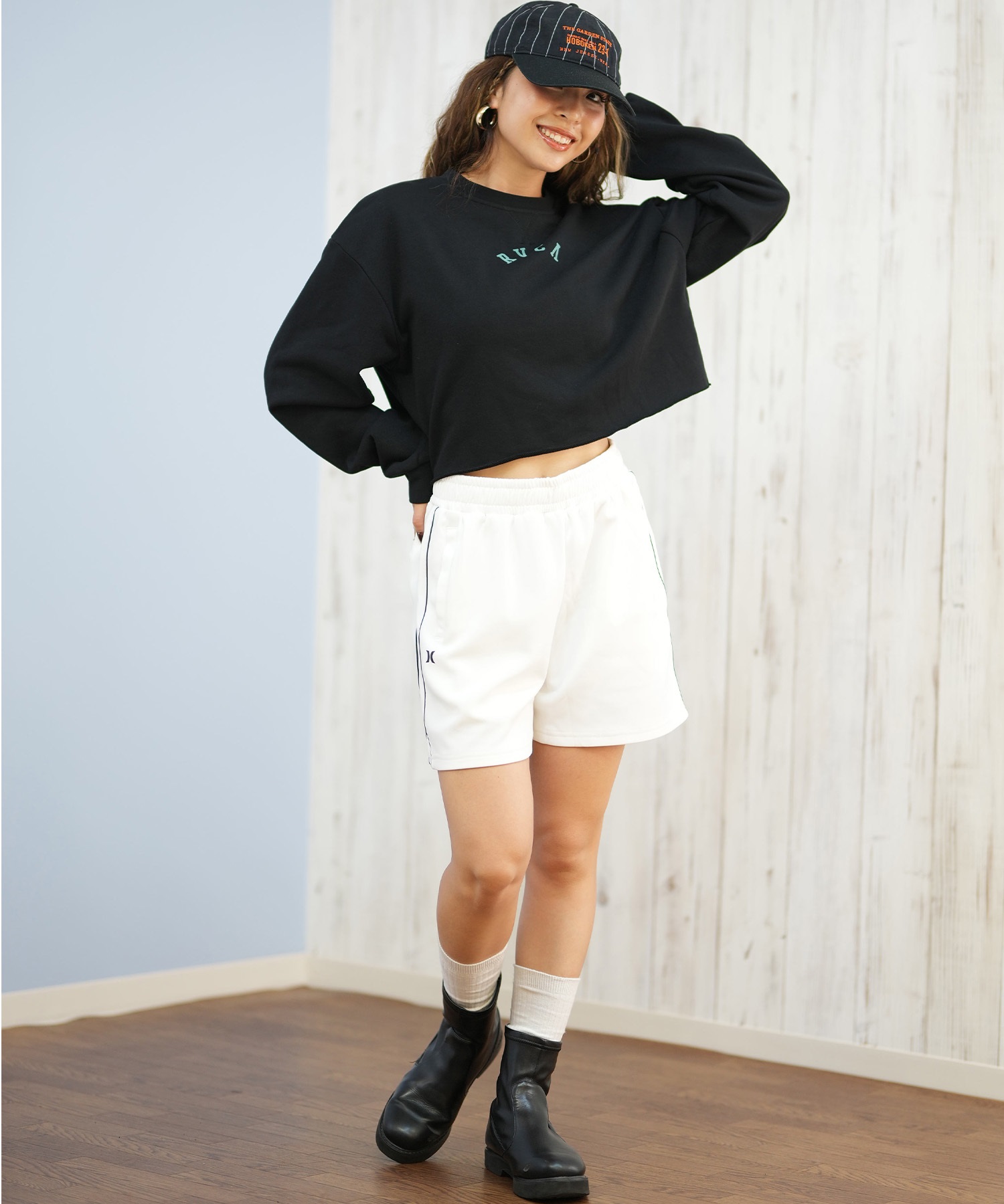 roku バック カシュクール スウェット RVCA ルーカ トレーナー スウェット レディース バックプリント