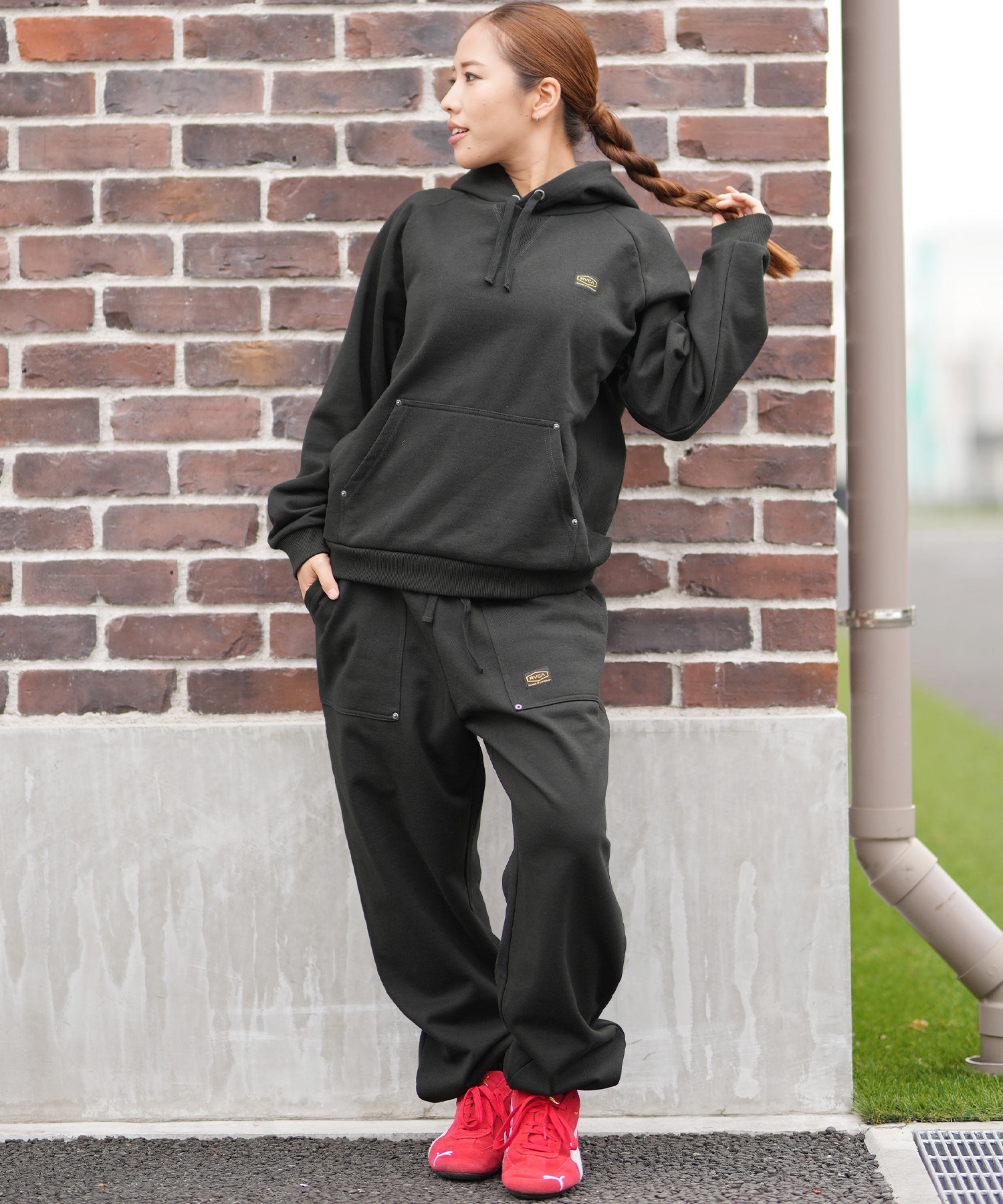 RVCA ルーカ プルオーバー パーカー レディース シンプル ロゴ 裏毛 RECESSION HOODIE BF044-009(PTK-S)