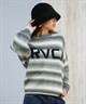 RVCA ルーカ ニット セーター レディース クルーネック ロゴ ボーダー グラデーション RS BIG RVCA KNIT BF044-651(BLK-M)