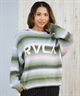RVCA ルーカ ニット セーター レディース クルーネック ロゴ ボーダー グラデーション RS BIG RVCA KNIT BF044-651(BLK-M)