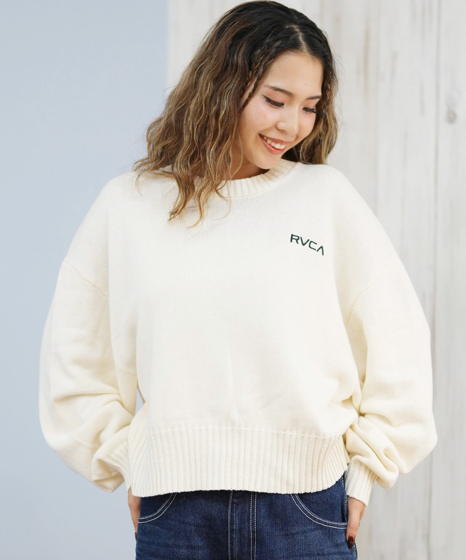 RVCA ルーカ ニット セーター レディース バックプリント ロゴ ARCH