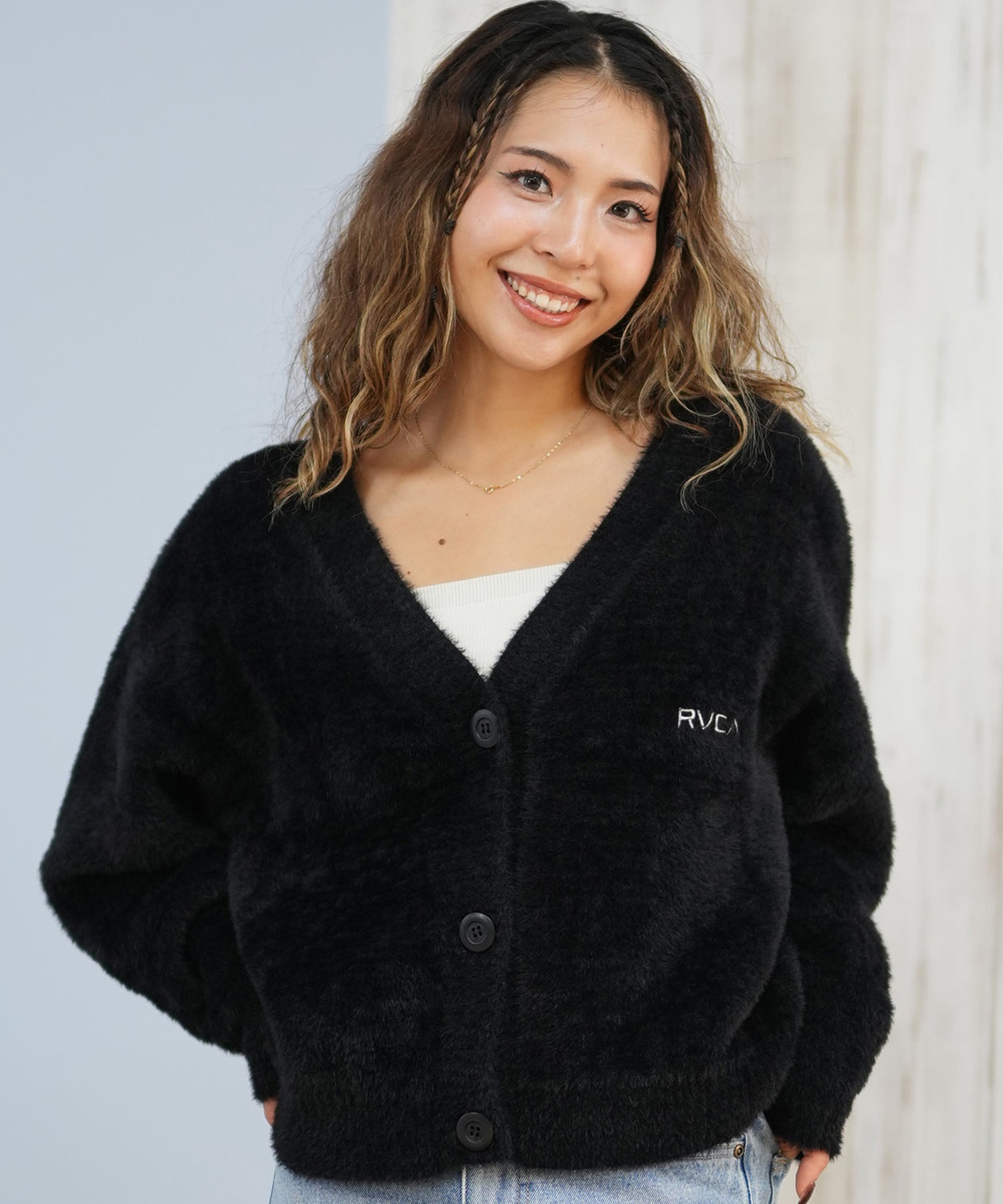 RVCA ルーカ ニット セーター カーディガン レディース バックプリント