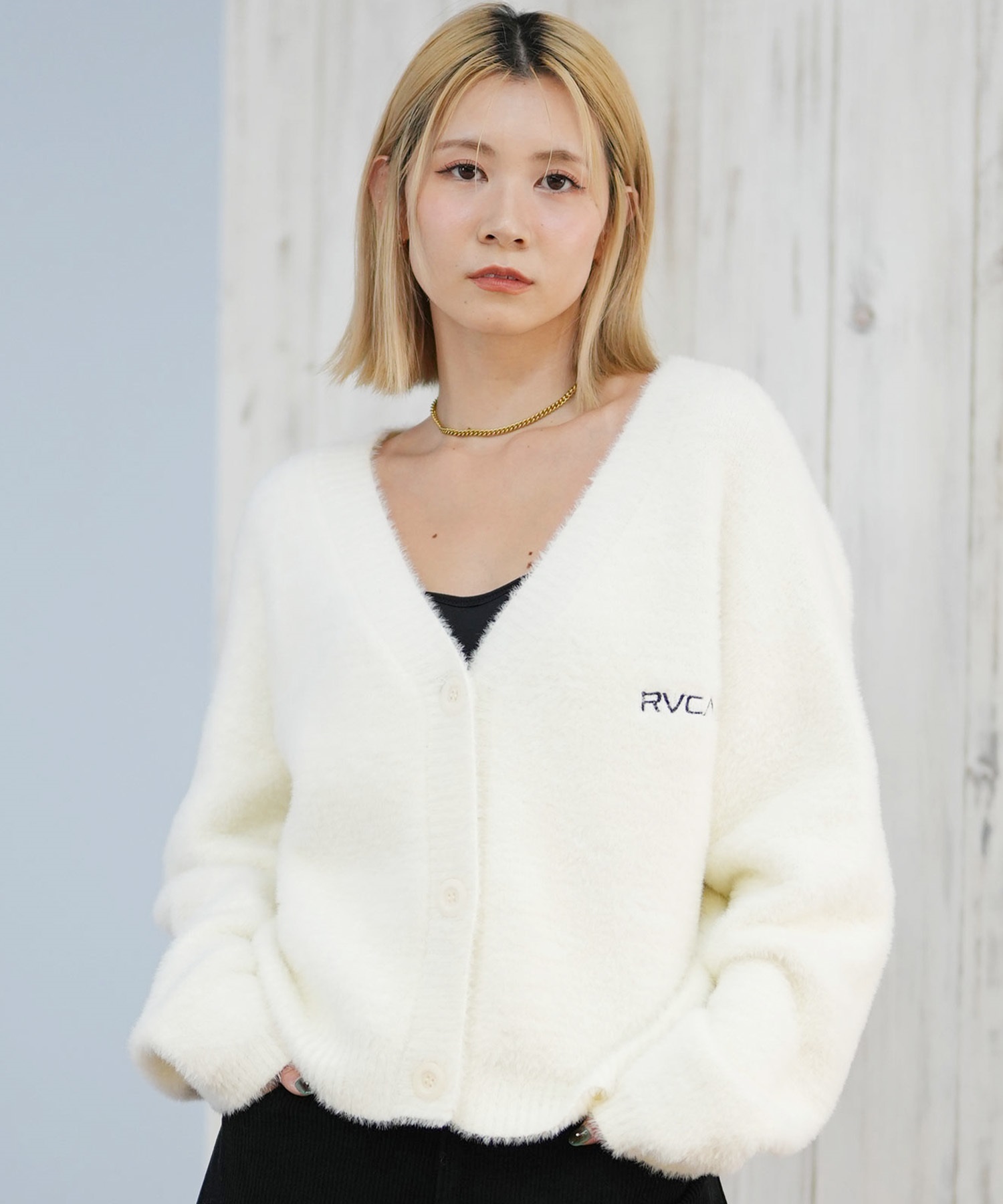 RVCA ルーカ ニット セーター カーディガン レディース バックプリント ロゴ BF044-P66(CLO-M)